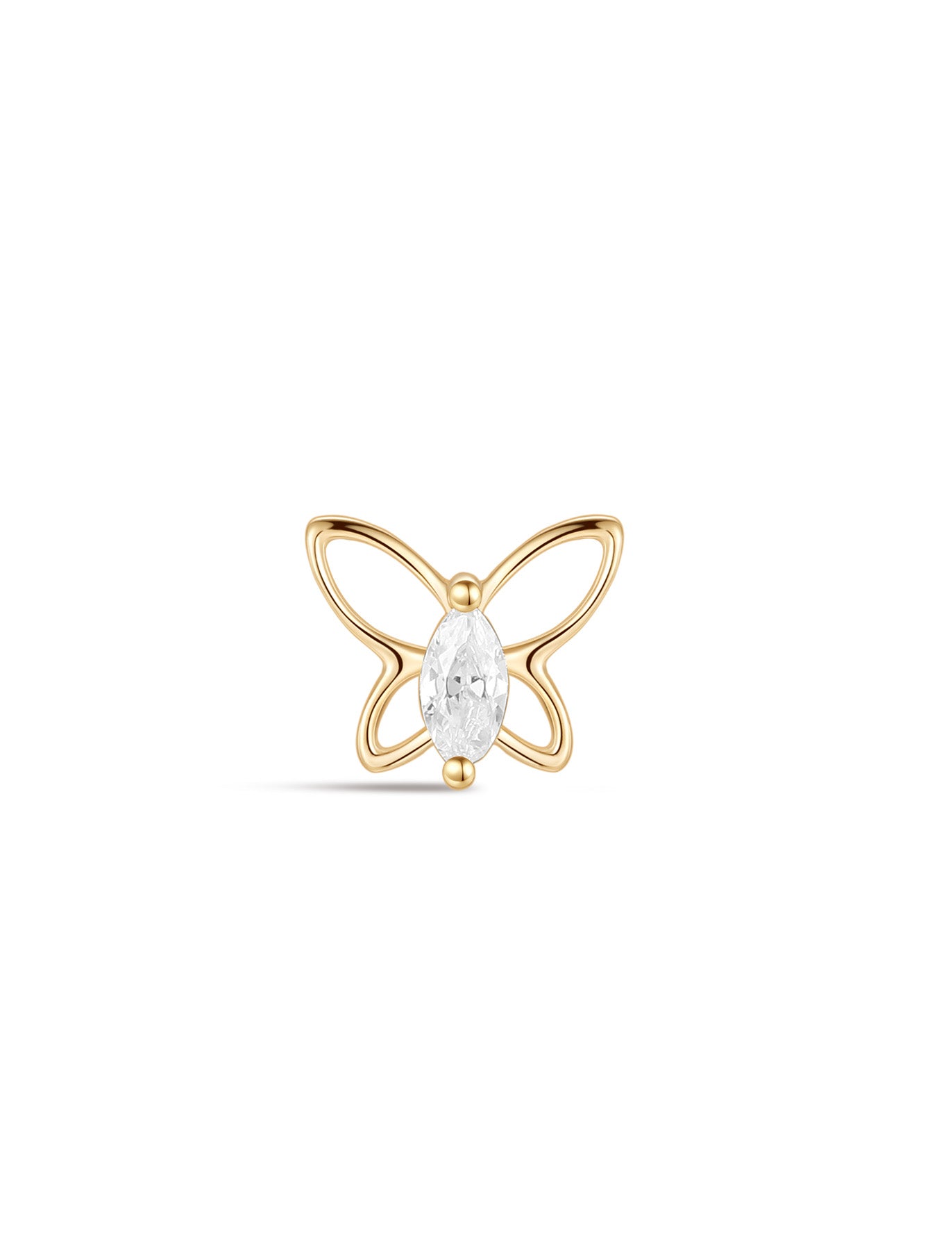 925 Sterling Silver Line Butterflies  Ear Piercing Stud-aurivna