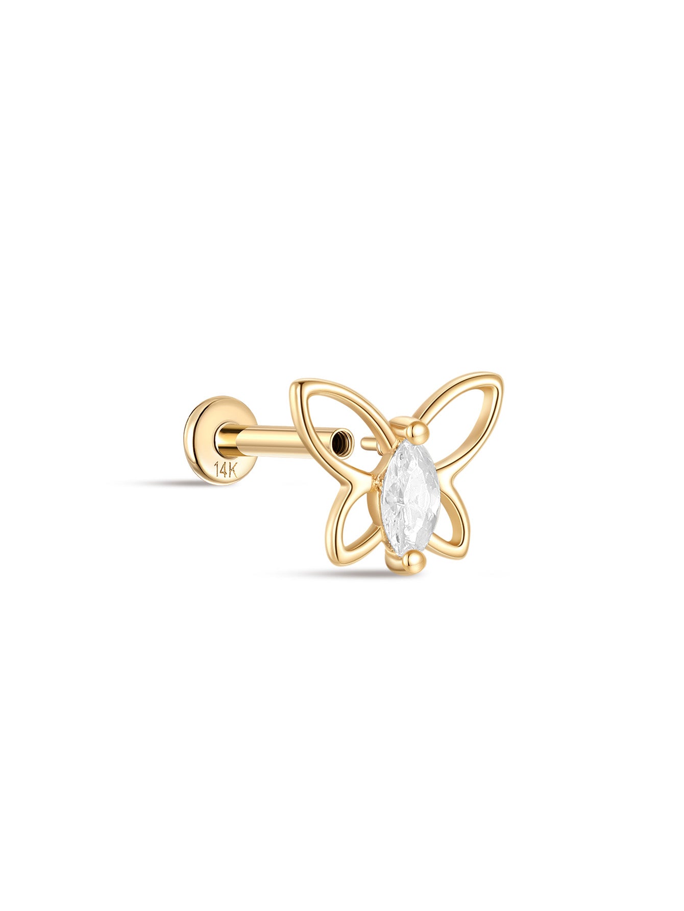 925 Sterling Silver Line Butterflies  Ear Piercing Stud-aurivna