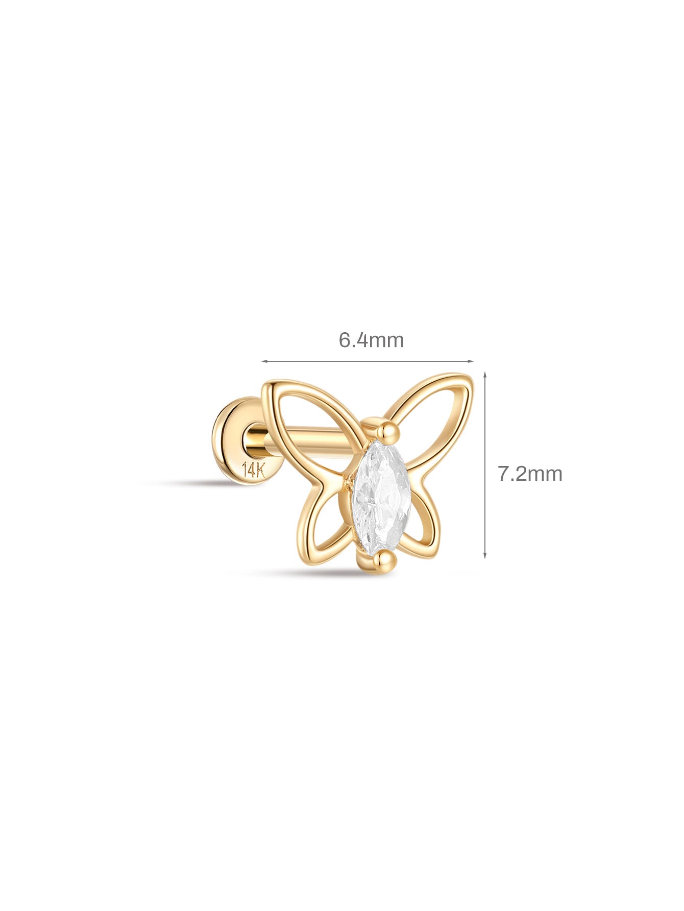 925 Sterling Silver Line Butterflies  Ear Piercing Stud-aurivna