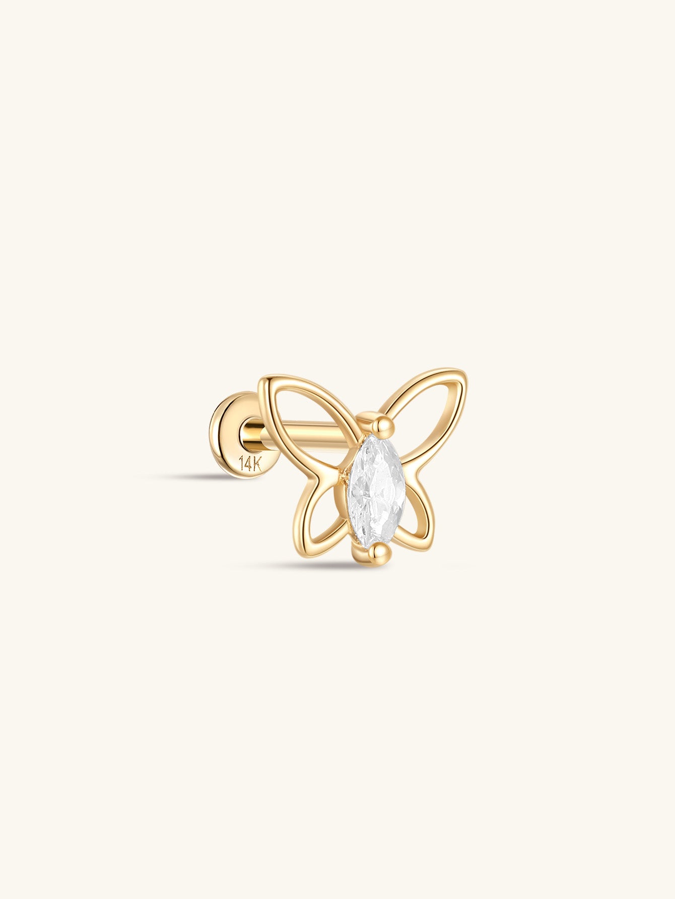 925 Sterling Silver Line Butterflies  Ear Piercing Stud-aurivna