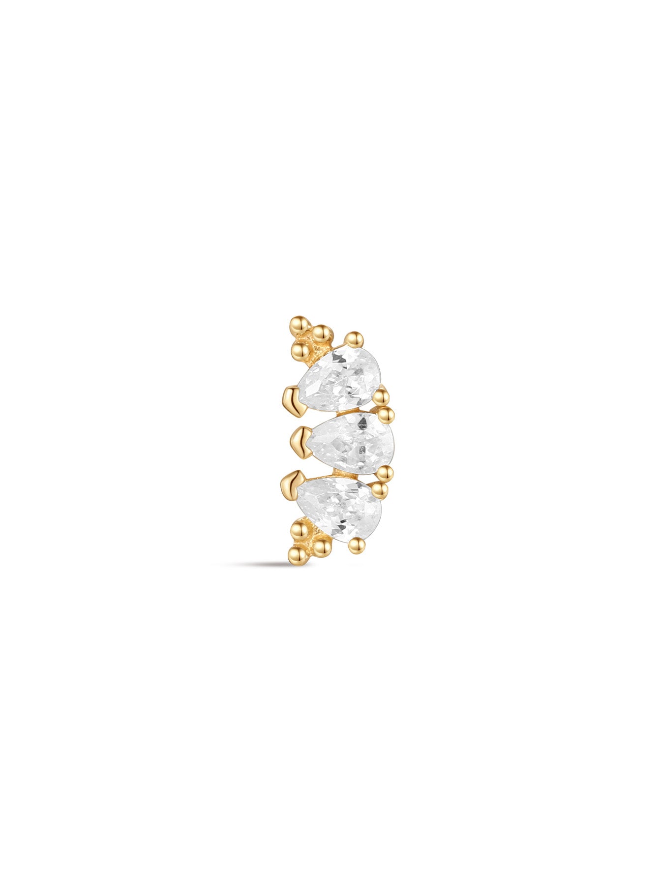 925 Sterling Silver Arc Drop Crown Ear Piercing Stud-aurivna
