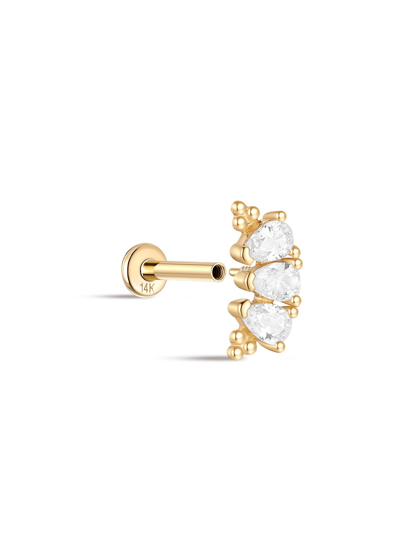 925 Sterling Silver Arc Drop Crown Ear Piercing Stud-aurivna