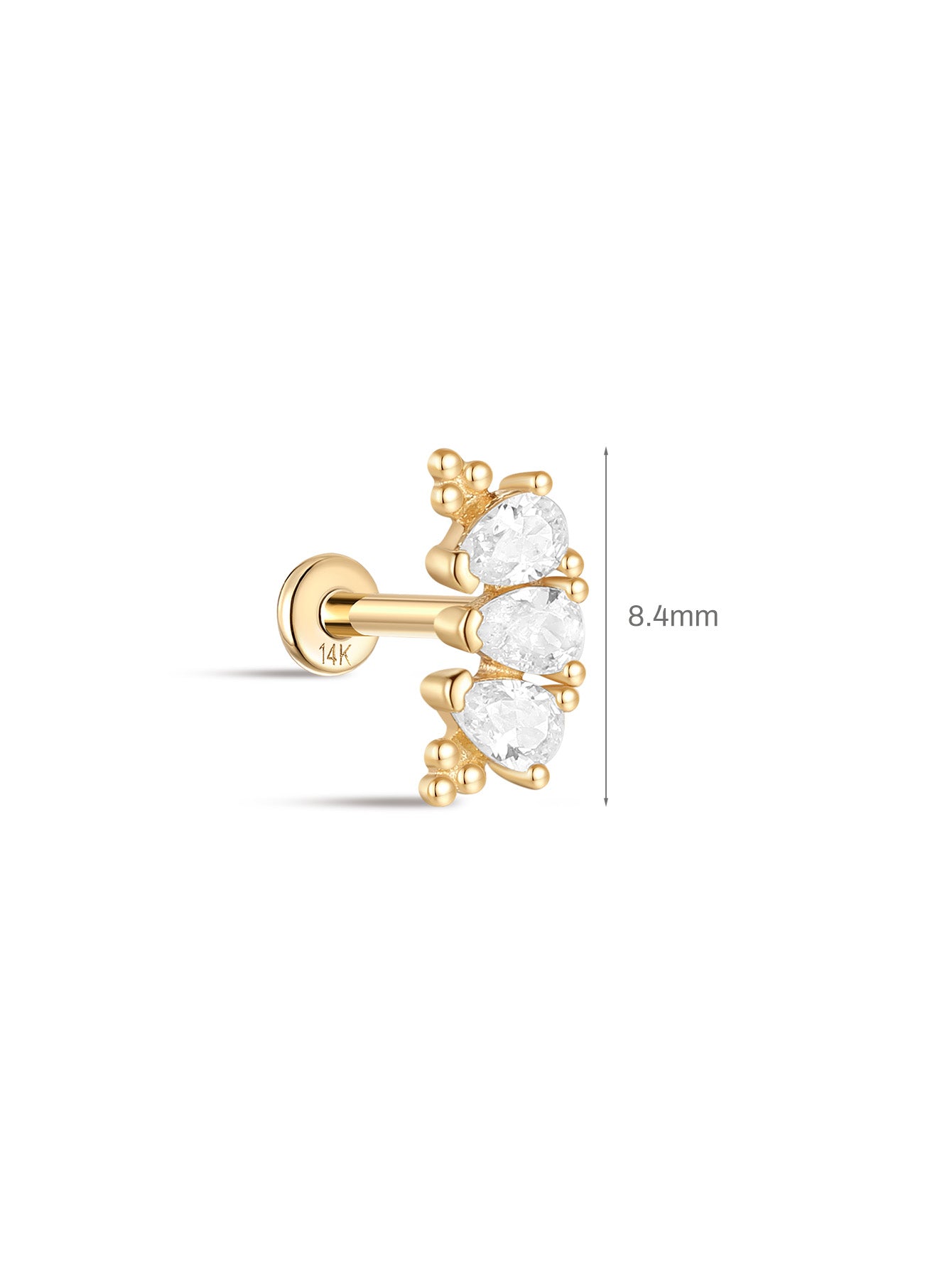 925 Sterling Silver Arc Drop Crown Ear Piercing Stud-aurivna