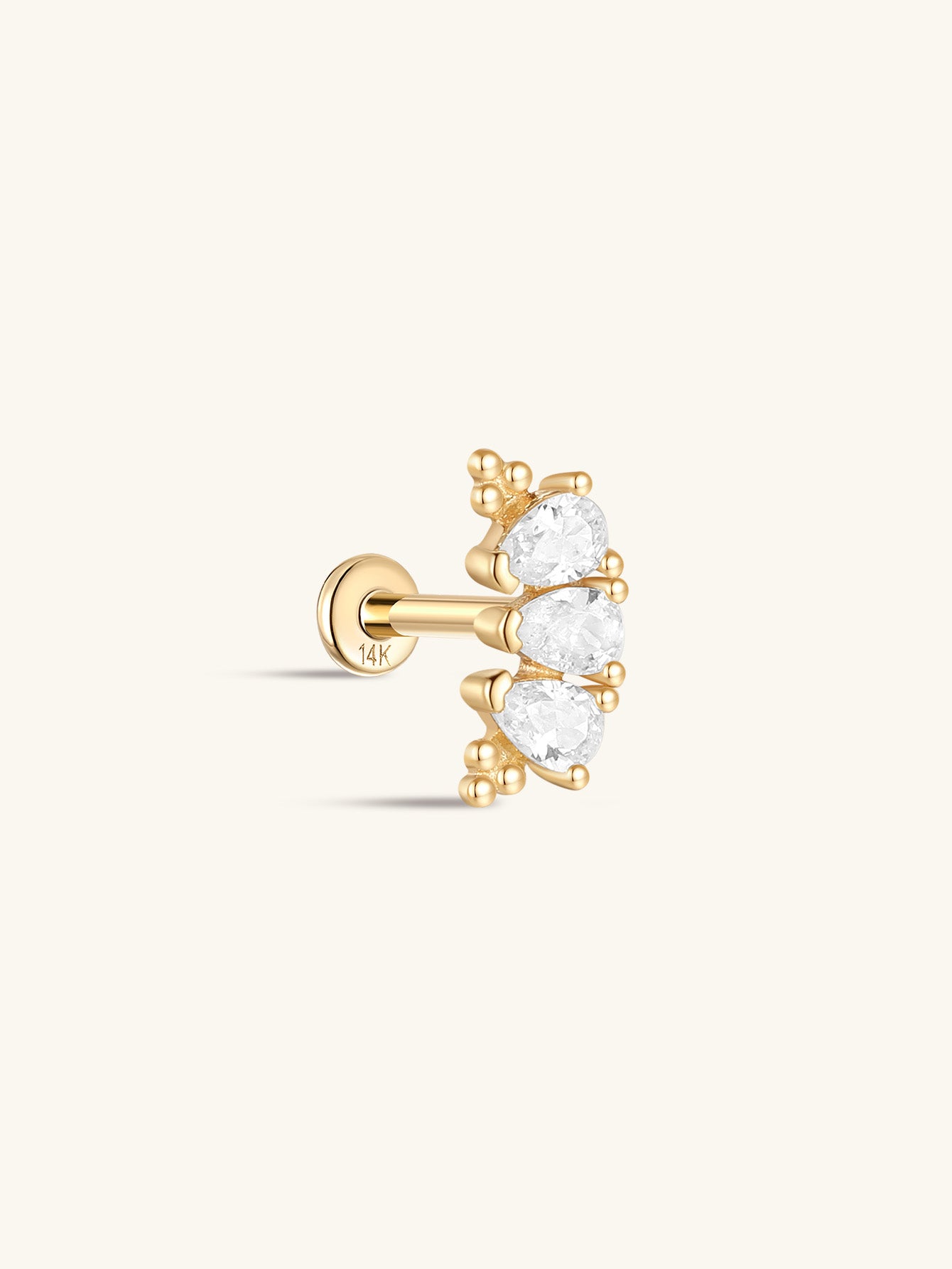925 Sterling Silver Arc Drop Crown Ear Piercing Stud-aurivna