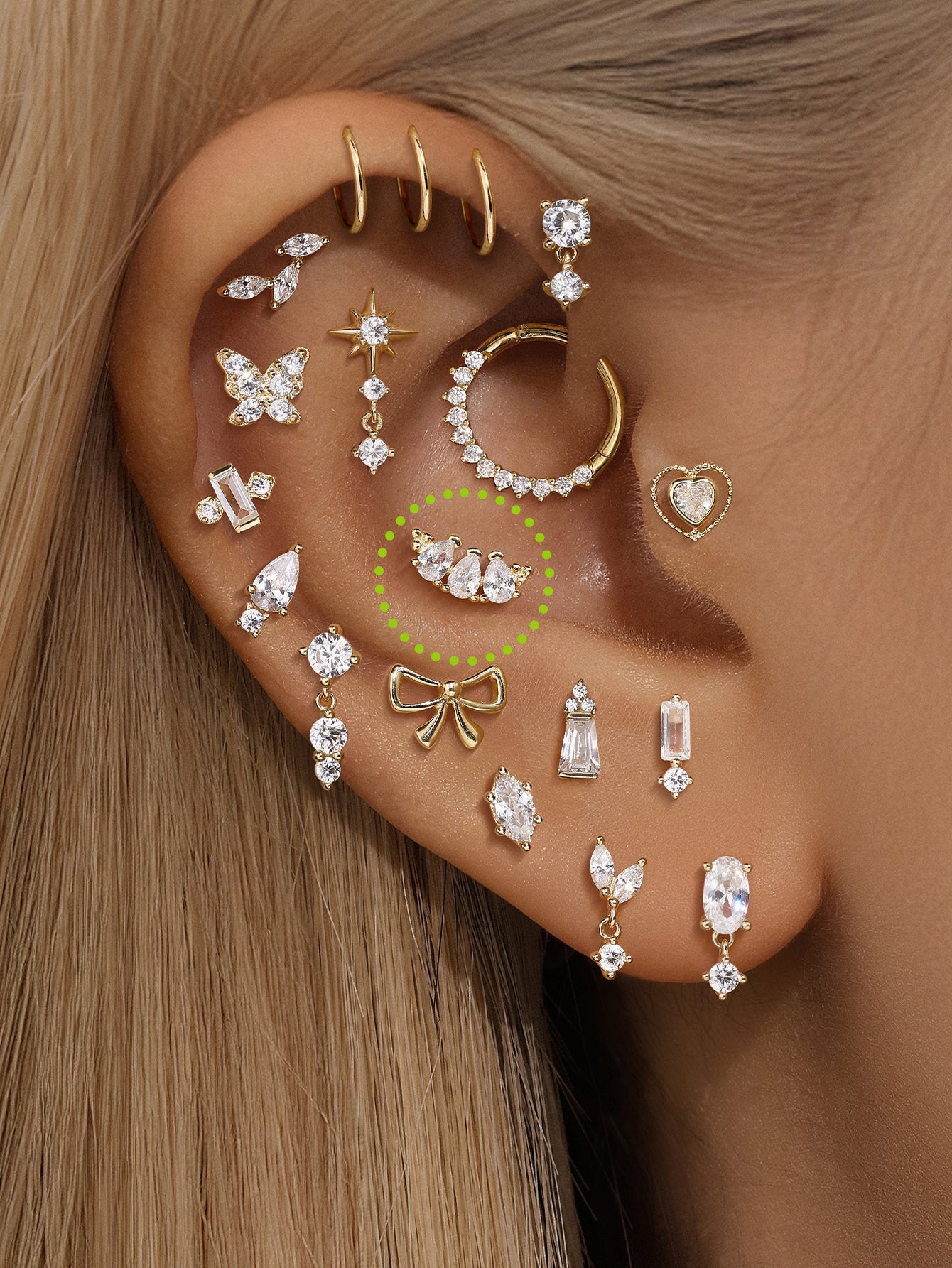 925 Sterling Silver Arc Drop Crown Ear Piercing Stud-aurivna