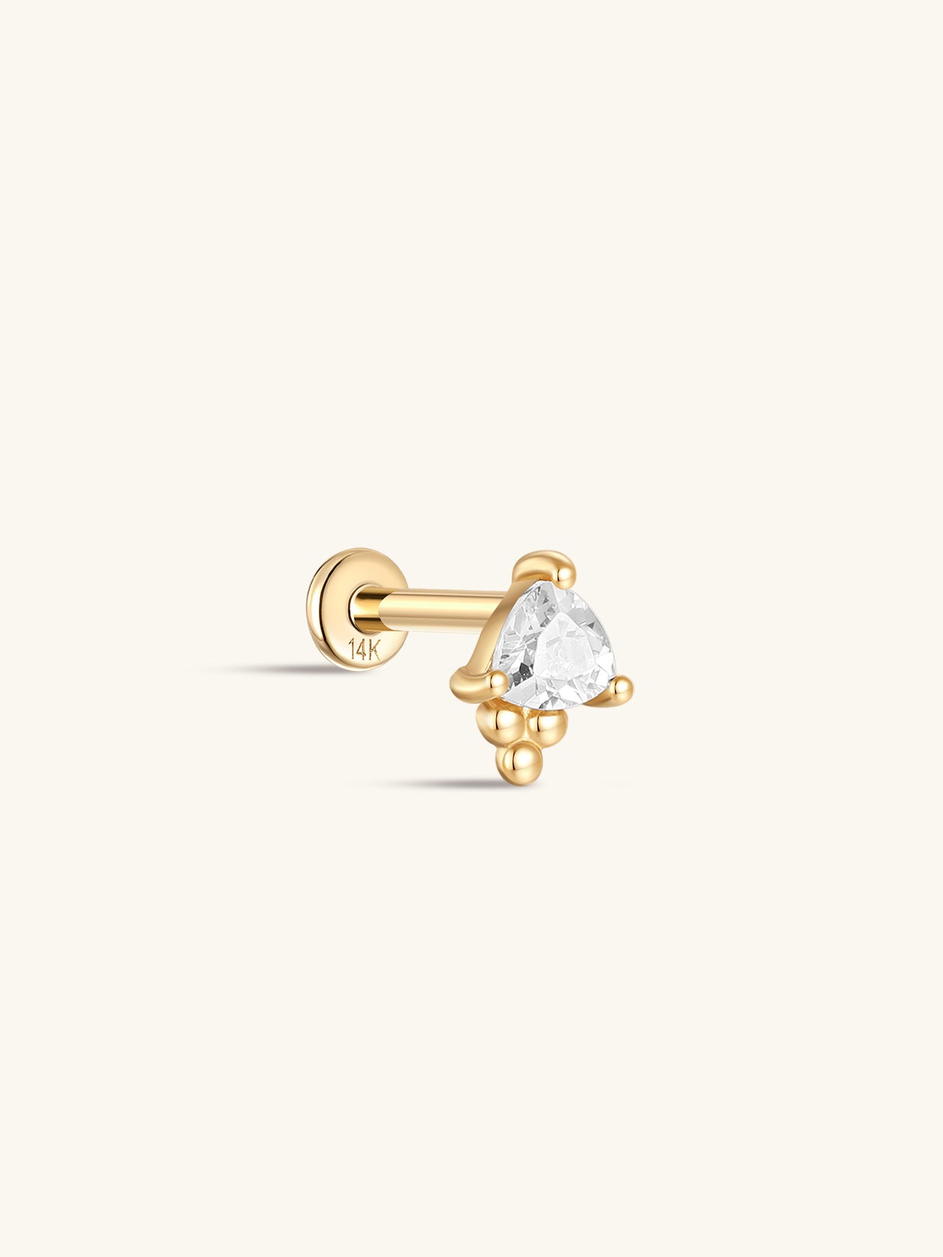 925 Sterling Silver Triangular Zircon Stitching Ear Piercing Stud-aurivna