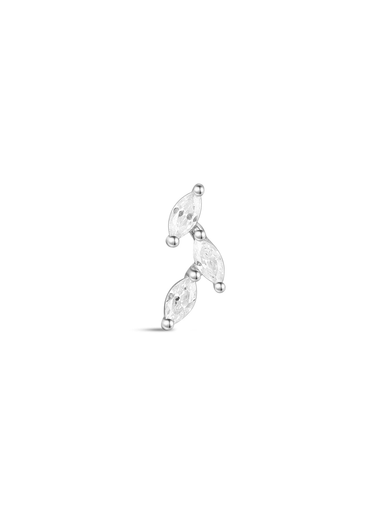 925 Sterling Silver Falling Leaves Ear Piercing Stud-aurivna
