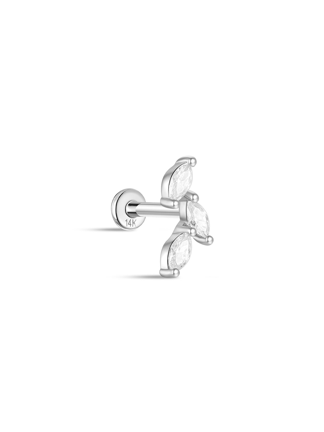925 Sterling Silver Falling Leaves Ear Piercing Stud-aurivna