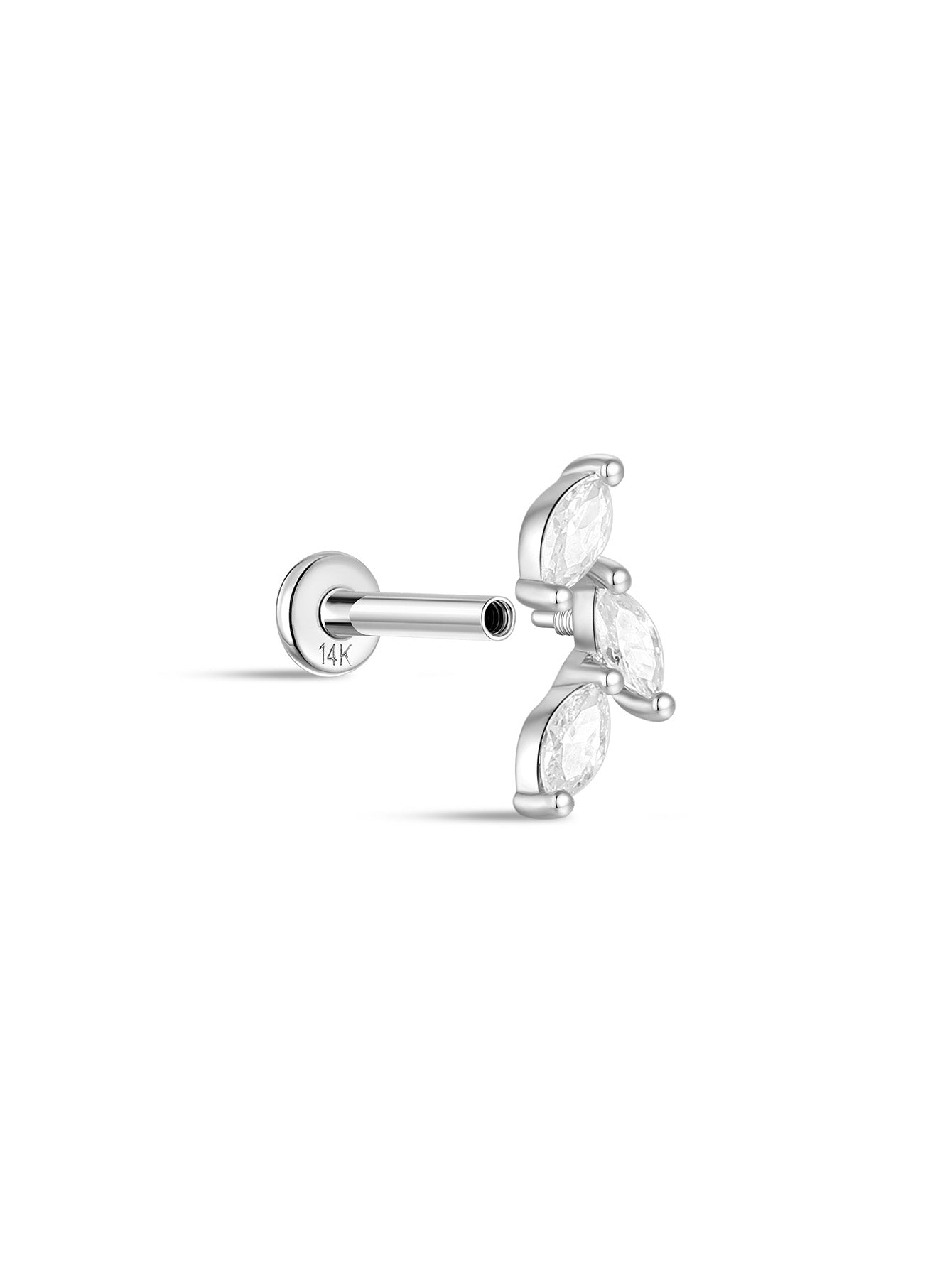 925 Sterling Silver Falling Leaves Ear Piercing Stud-aurivna