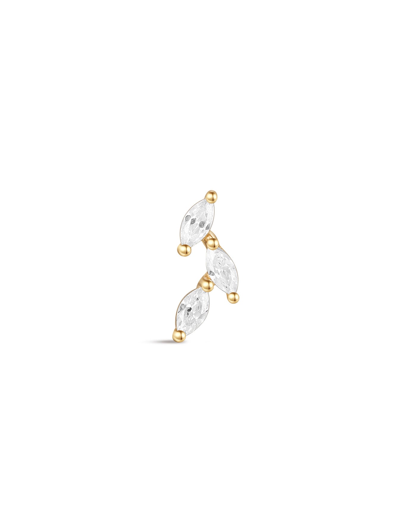 925 Sterling Silver Falling Leaves Ear Piercing Stud-aurivna