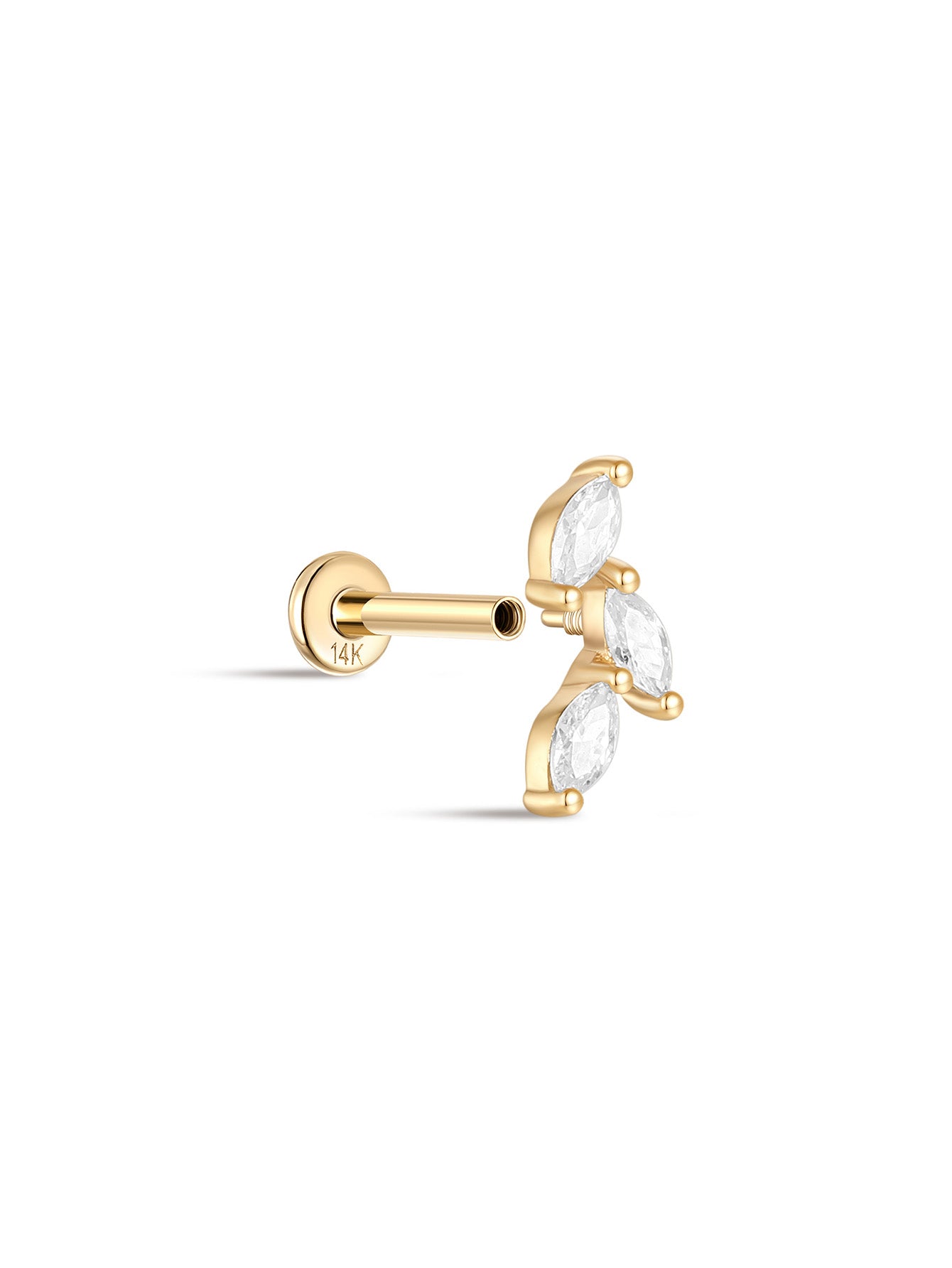 925 Sterling Silver Falling Leaves Ear Piercing Stud-aurivna