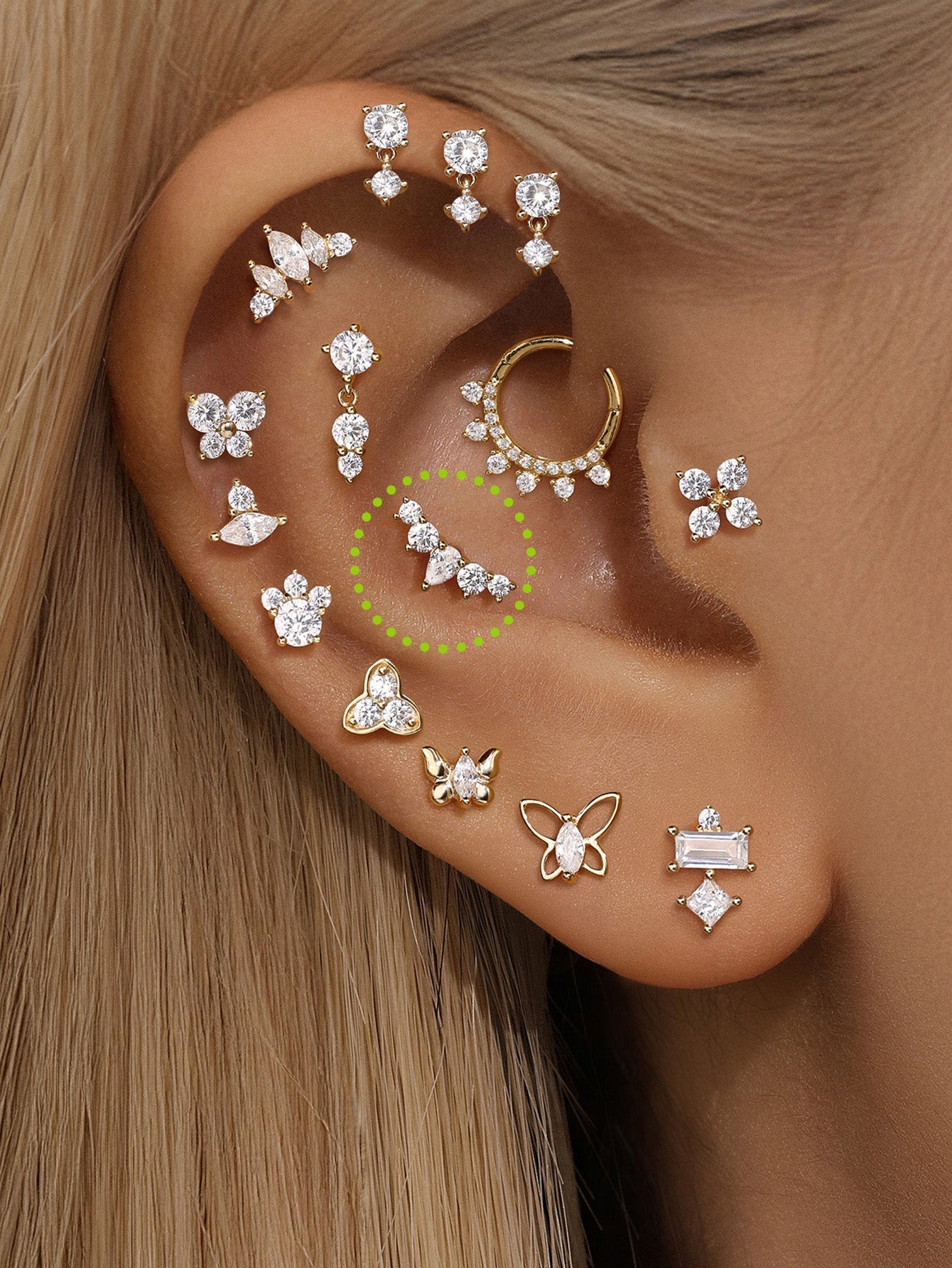 925 Sterling Silver Single Drainage Drop Zircon Ear Piercing Stud-aurivna