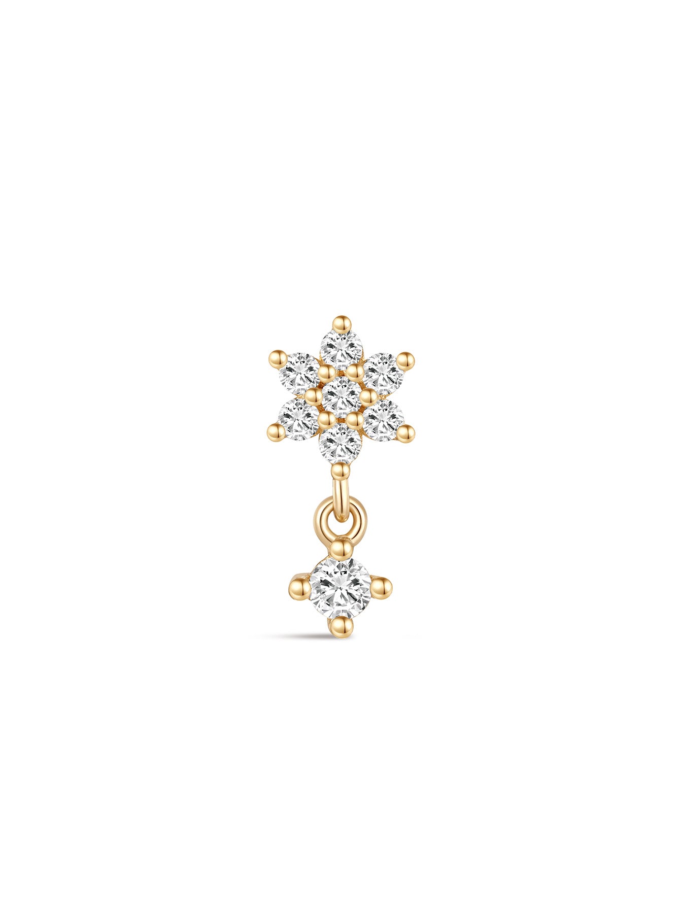 925 Sterling Silver Geometric Petal Tassels Ear Piercing Stud-aurivna