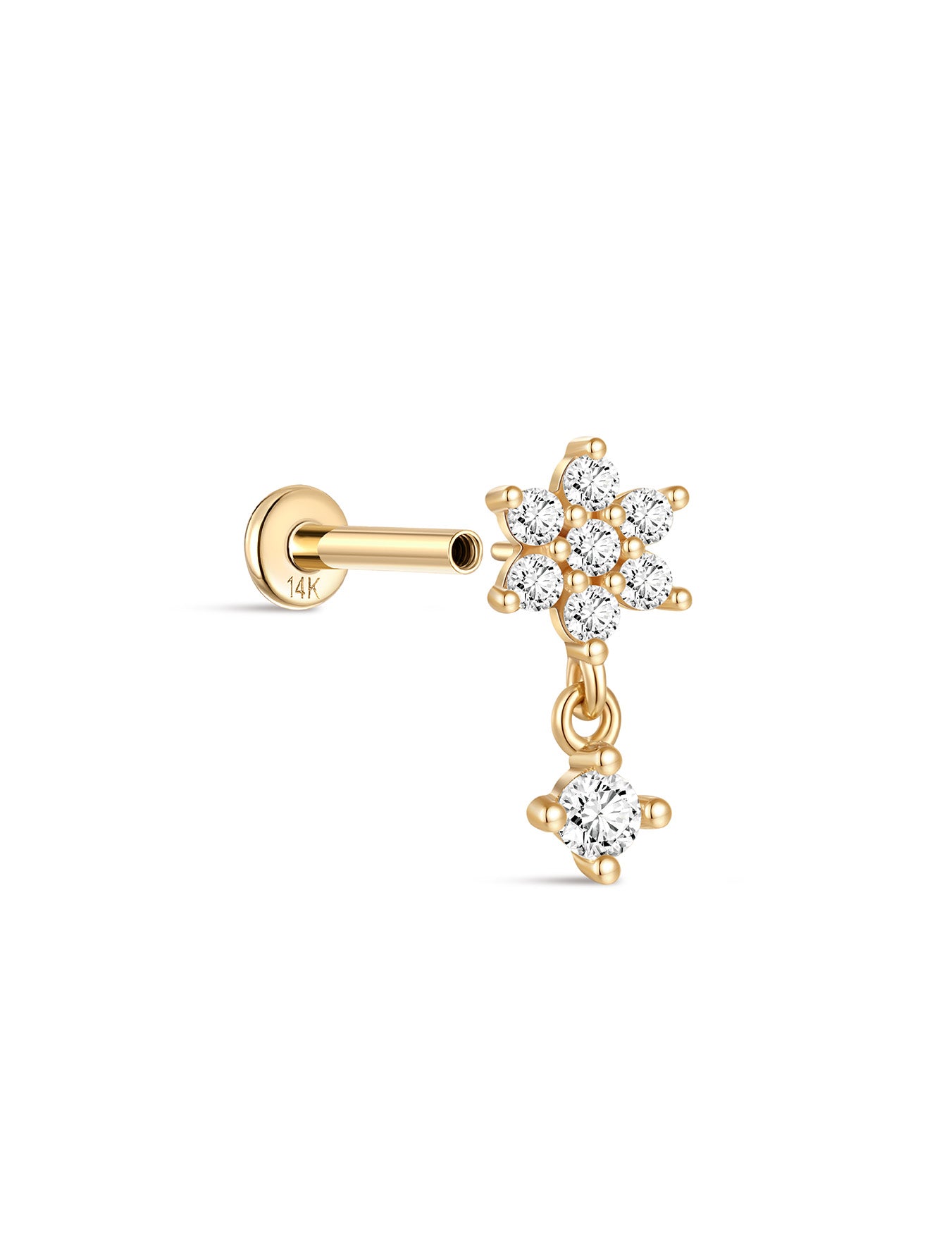 925 Sterling Silver Geometric Petal Tassels Ear Piercing Stud-aurivna