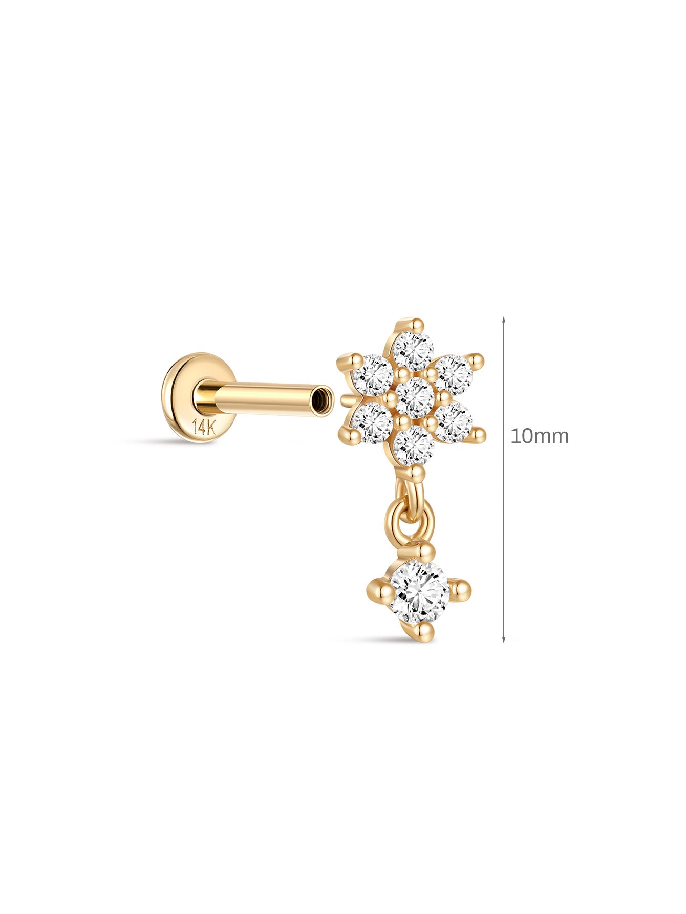 925 Sterling Silver Geometric Petal Tassels Ear Piercing Stud-aurivna