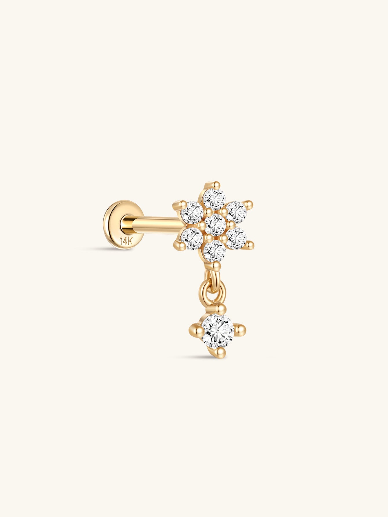 925 Sterling Silver Geometric Petal Tassels Ear Piercing Stud-aurivna