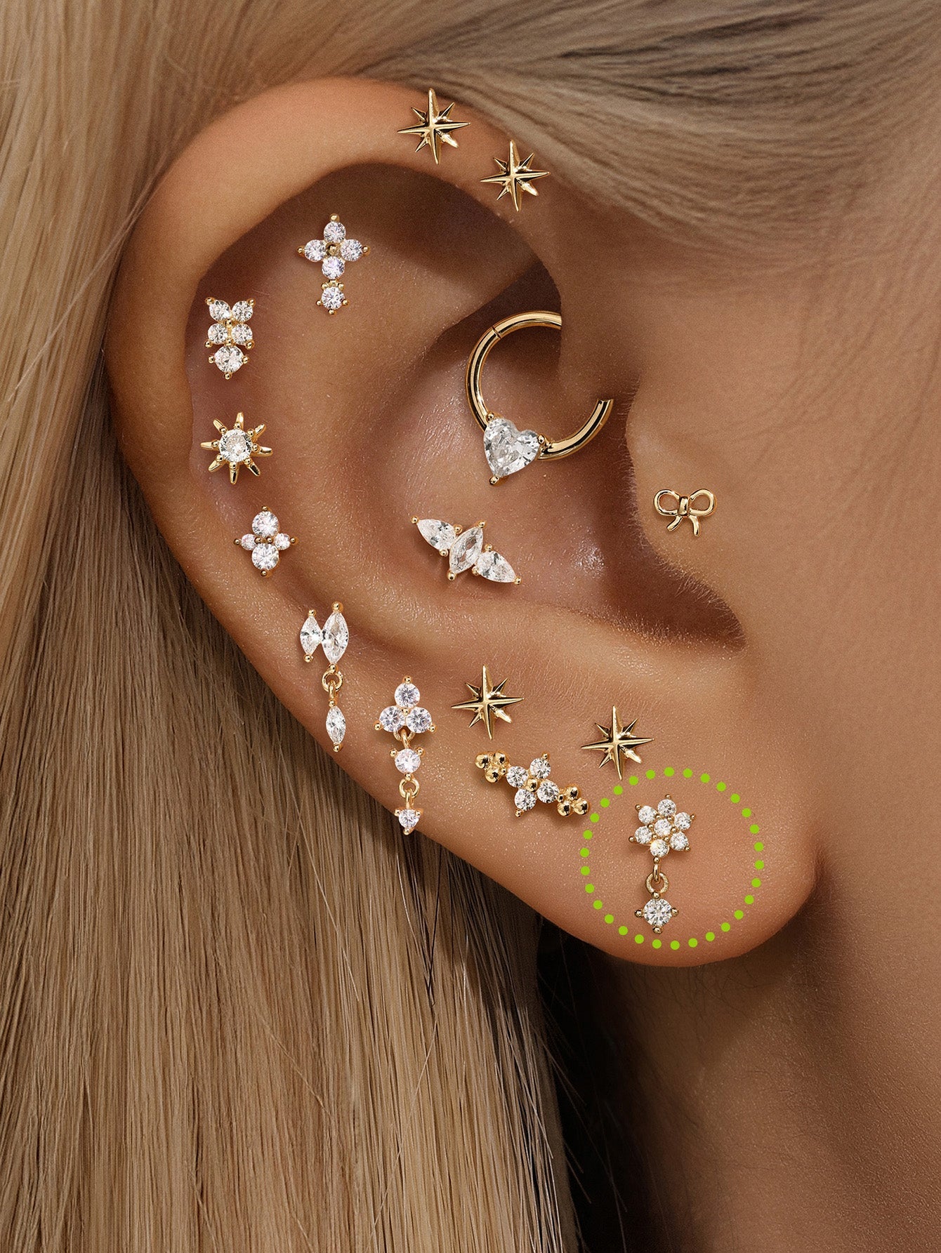 925 Sterling Silver Geometric Petal Tassels Ear Piercing Stud-aurivna