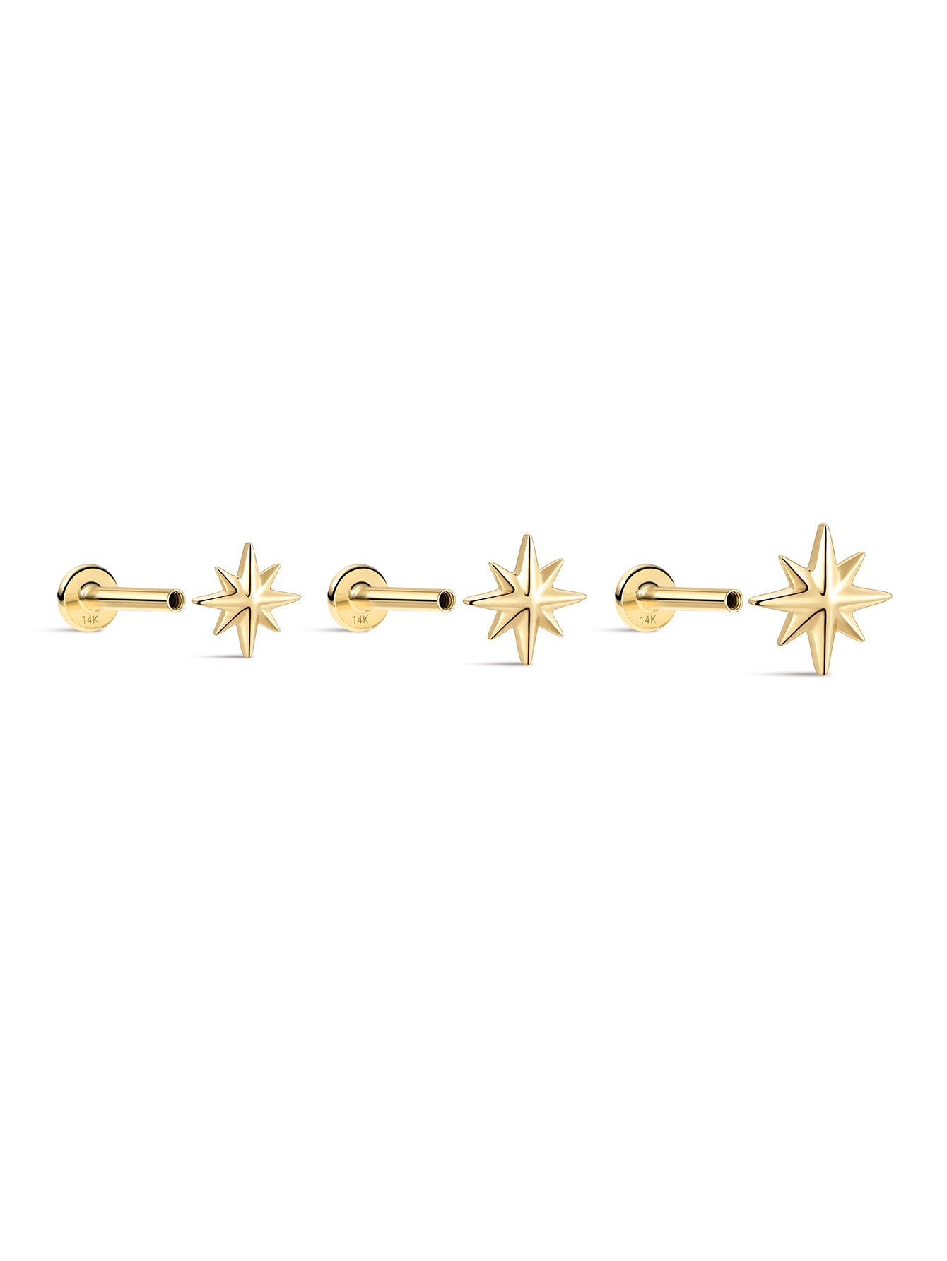 925 Sterling Silver Irregular Glossy Octagonal Star Ear Piercing Stud-aurivna