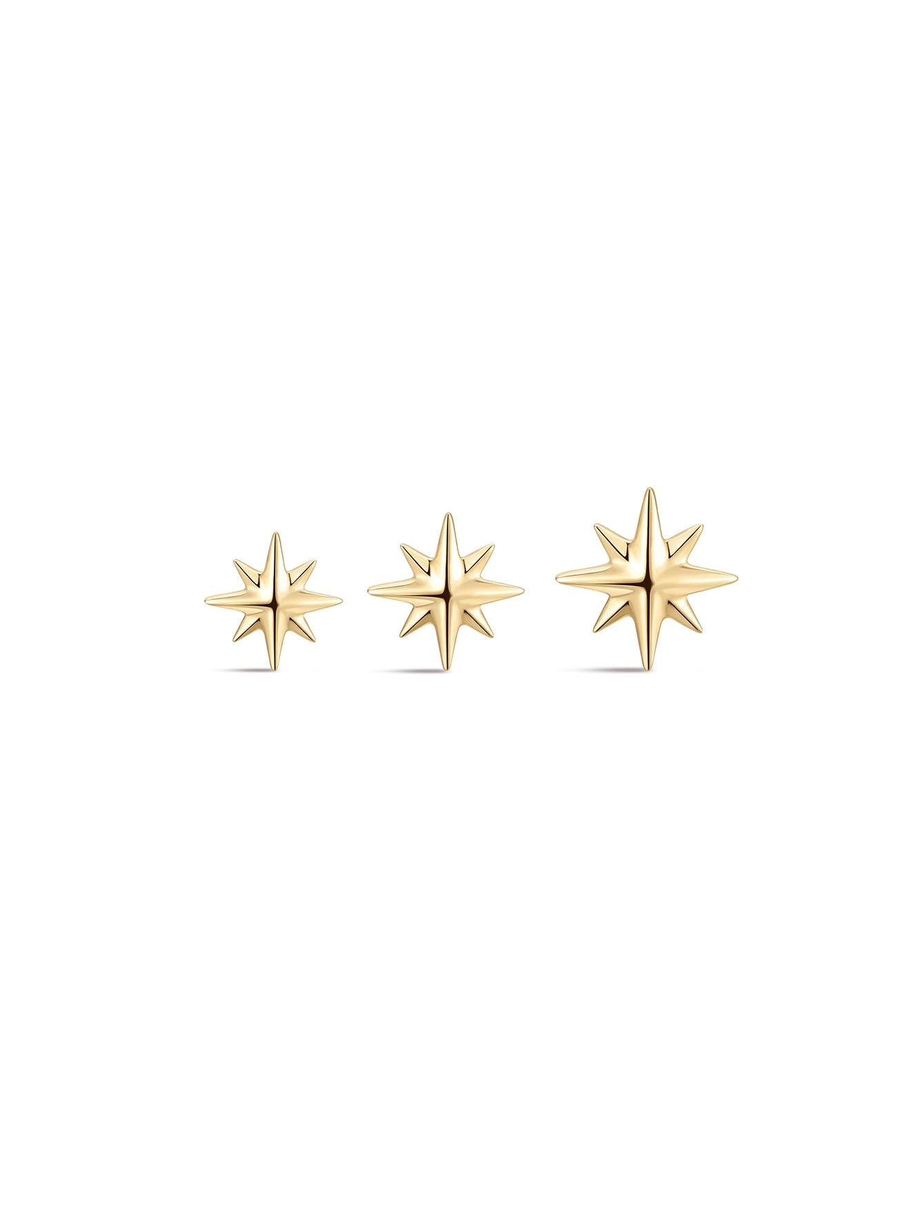 925 Sterling Silver Irregular Glossy Octagonal Star Ear Piercing Stud-aurivna