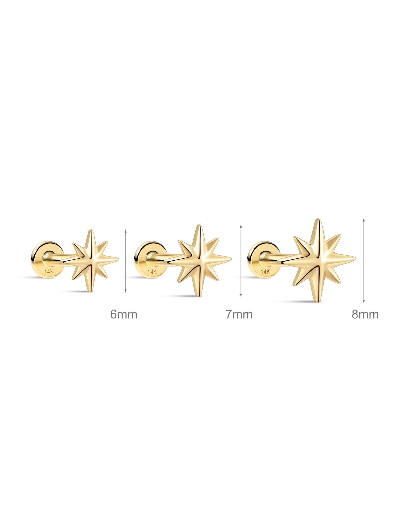 925 Sterling Silver Irregular Glossy Octagonal Star Ear Piercing Stud-aurivna
