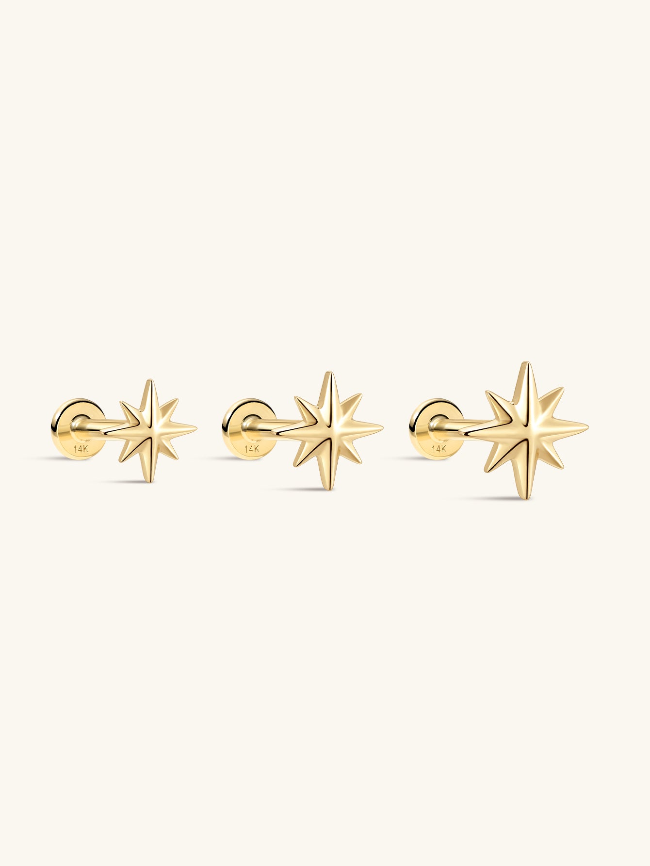 925 Sterling Silver Irregular Glossy Octagonal Star Ear Piercing Stud-aurivna