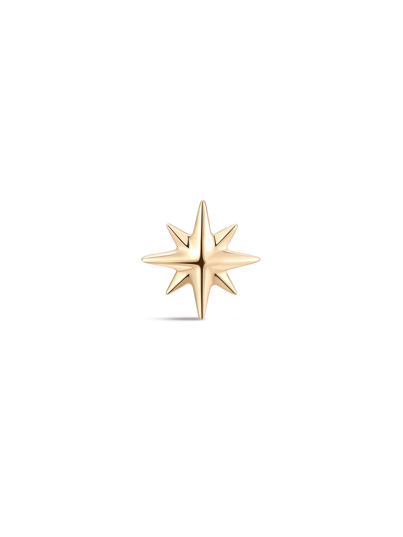925 Sterling Silver Irregular Glossy Octagonal Star Ear Piercing Stud-aurivna
