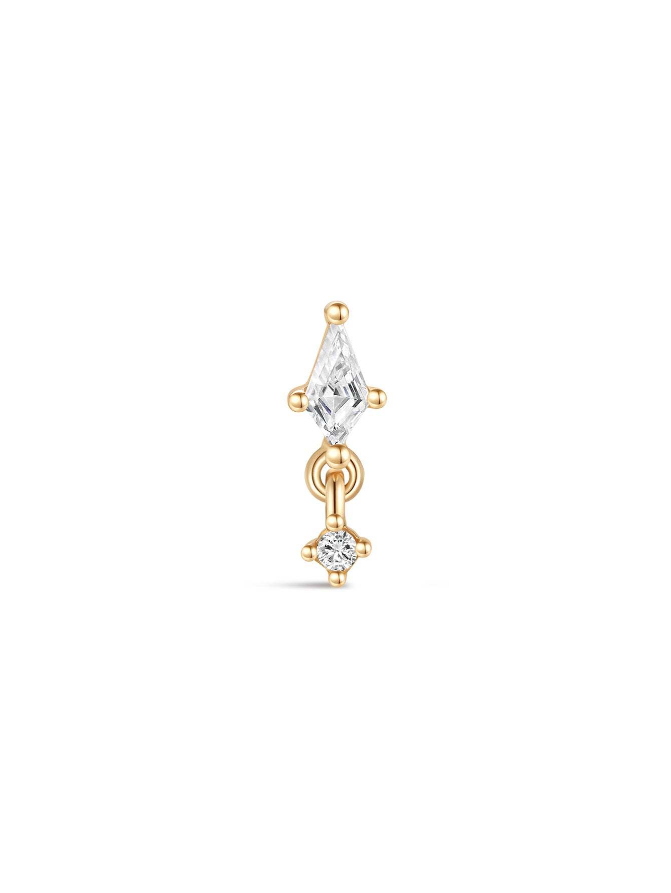 925 Sterling Silver Delicate Pendant  Ear Piercing Stud-aurivna