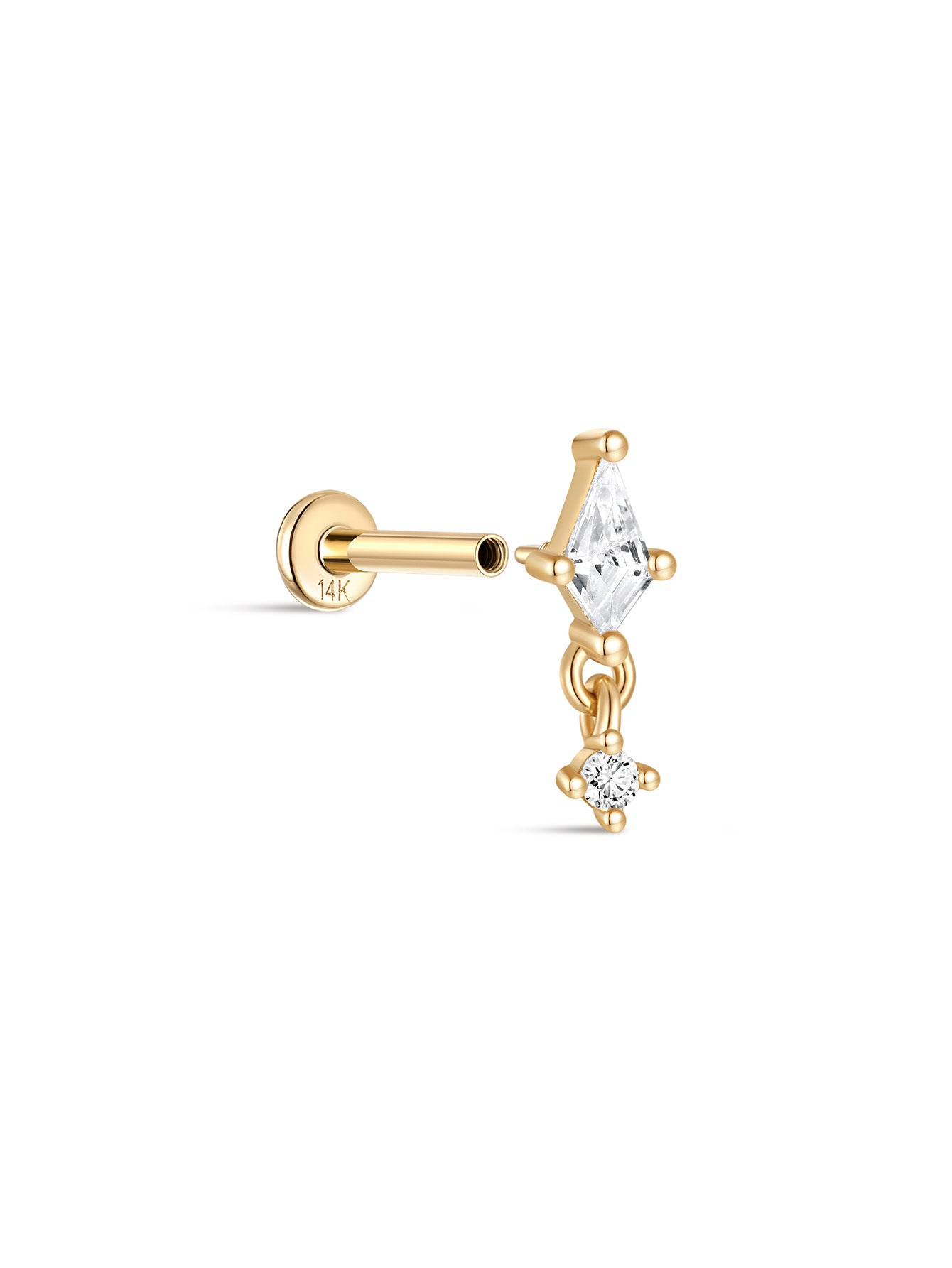 925 Sterling Silver Delicate Pendant  Ear Piercing Stud-aurivna