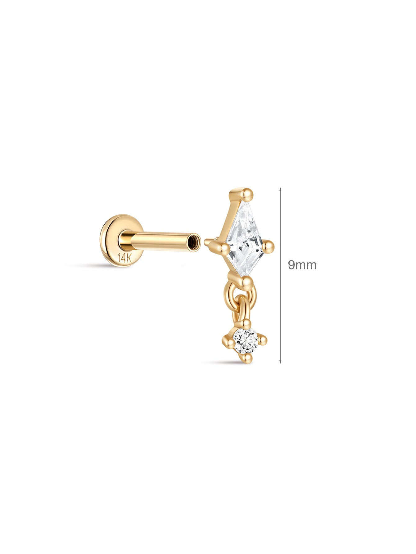 925 Sterling Silver Delicate Pendant  Ear Piercing Stud-aurivna
