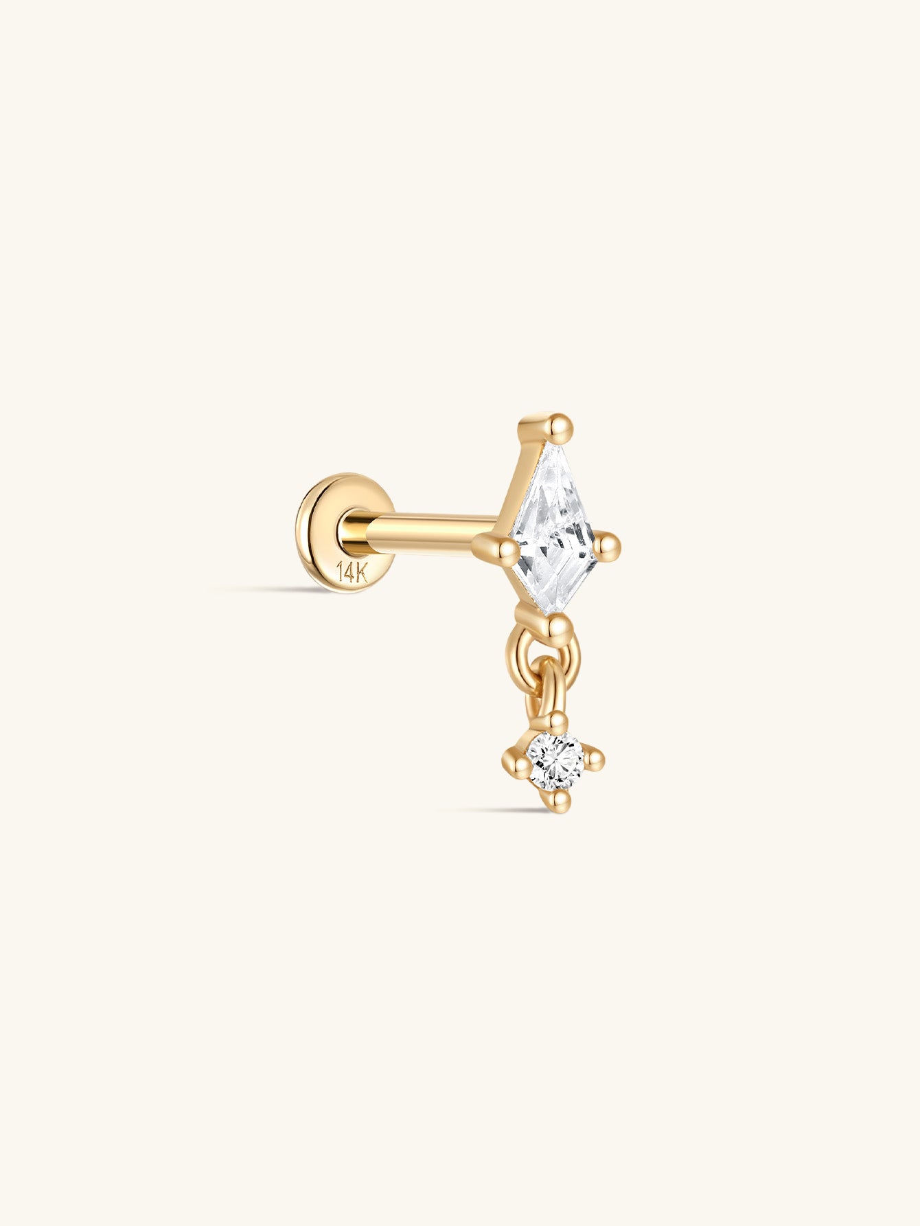 925 Sterling Silver Delicate Pendant  Ear Piercing Stud-aurivna