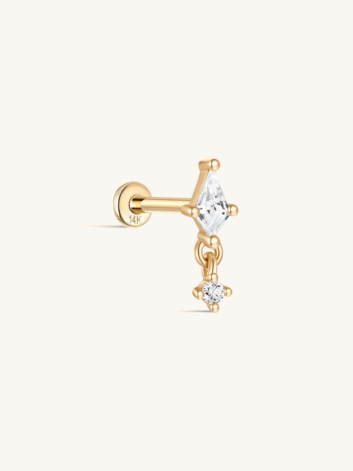 925 Sterling Silver Delicate Pendant  Ear Piercing Stud-aurivna