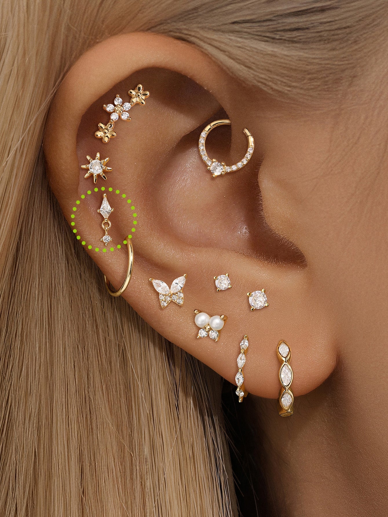 925 Sterling Silver Delicate Pendant  Ear Piercing Stud-aurivna