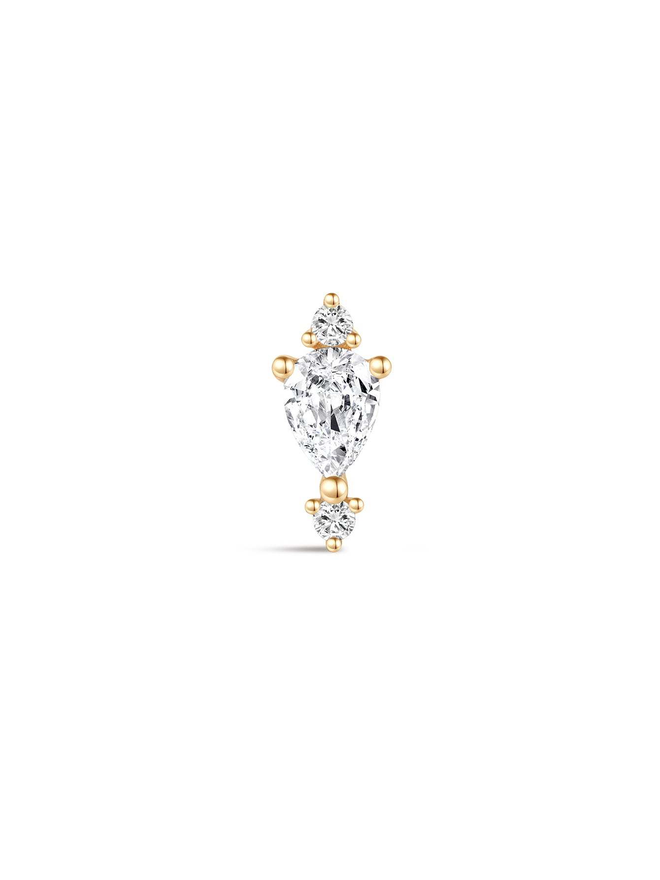 925 Sterling Silver Water Drop Splicing Ear Piercing Stud-aurivna