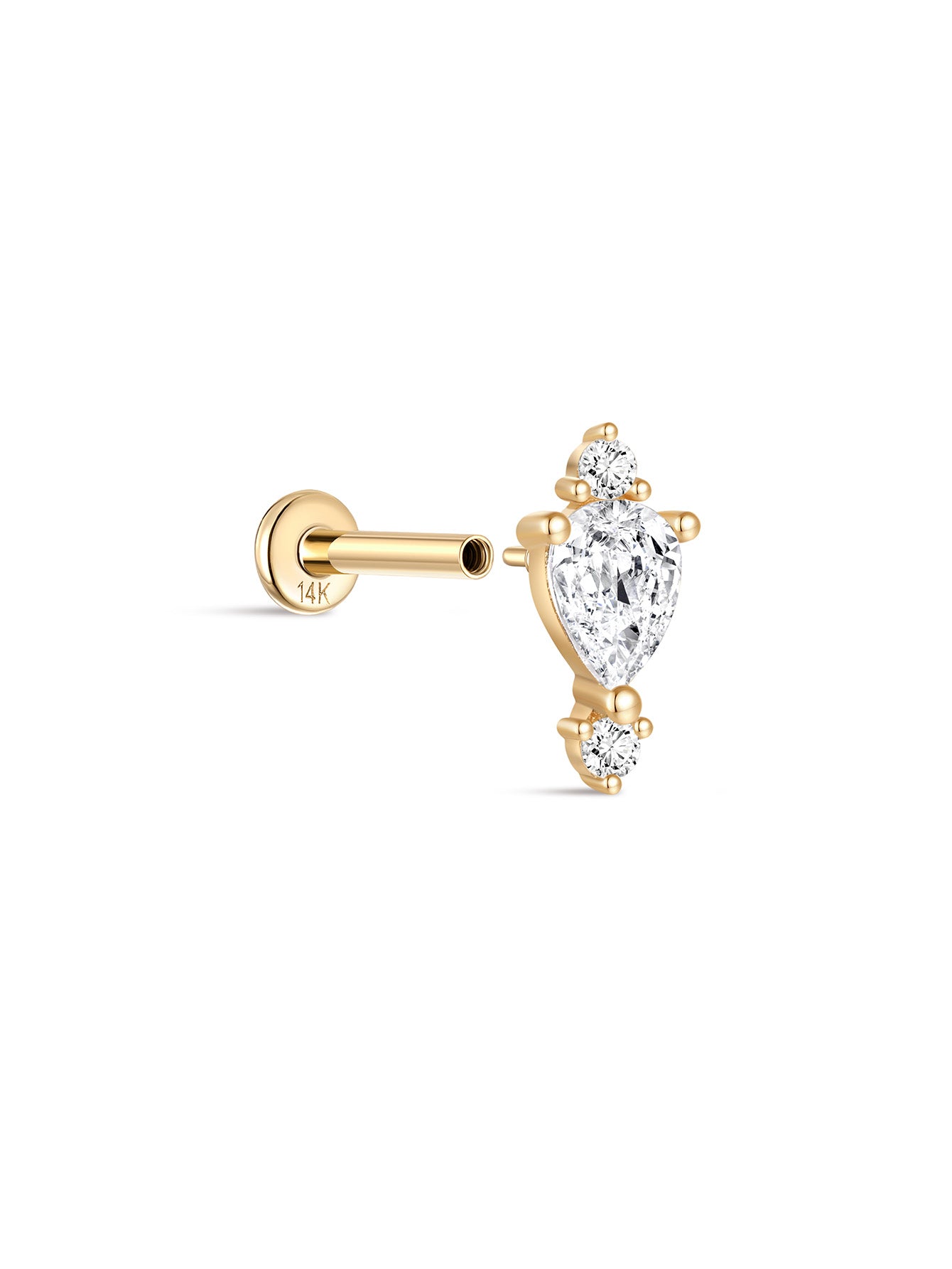 925 Sterling Silver Water Drop Splicing Ear Piercing Stud-aurivna