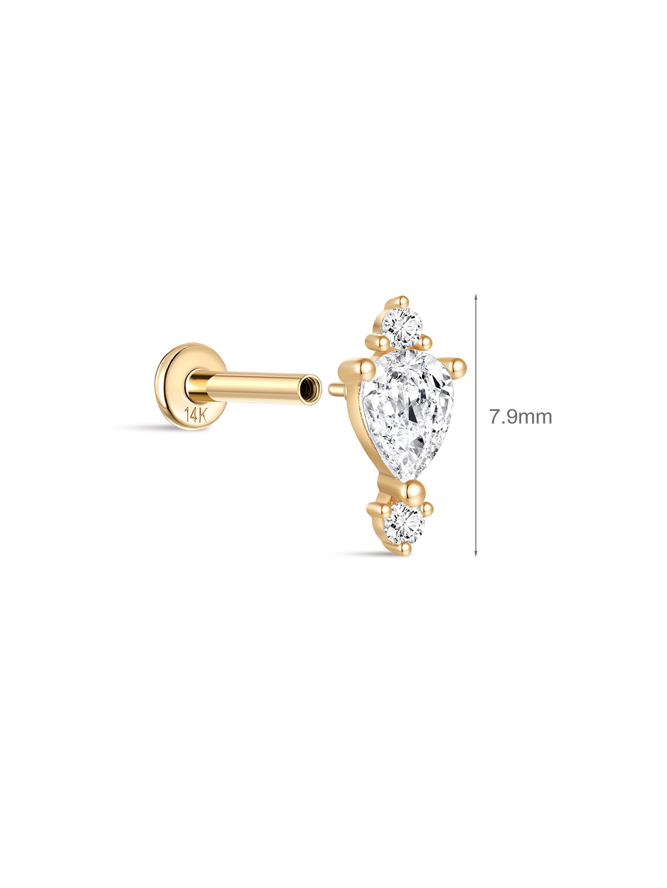 925 Sterling Silver Water Drop Splicing Ear Piercing Stud-aurivna