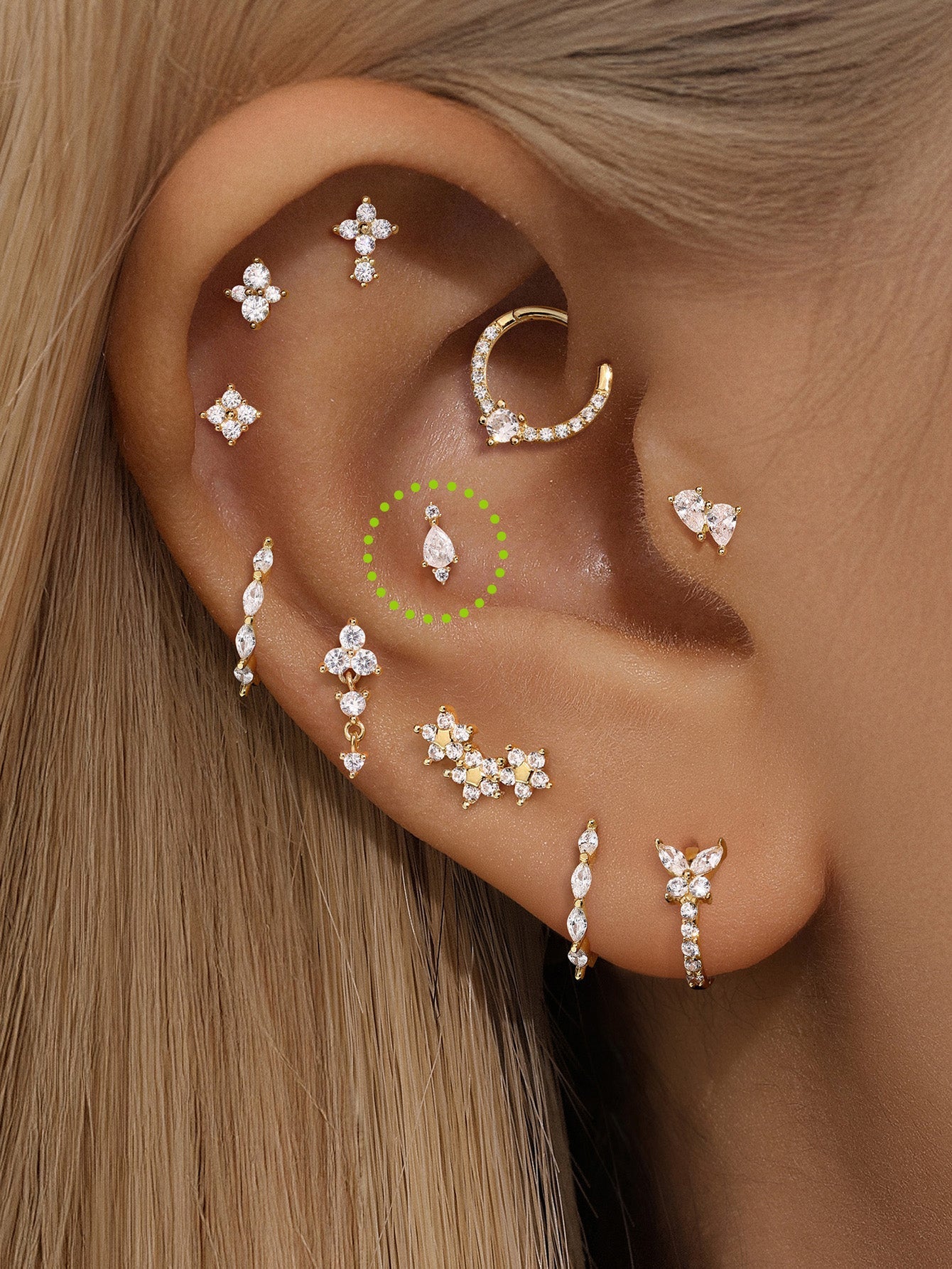 925 Sterling Silver Water Drop Splicing Ear Piercing Stud-aurivna