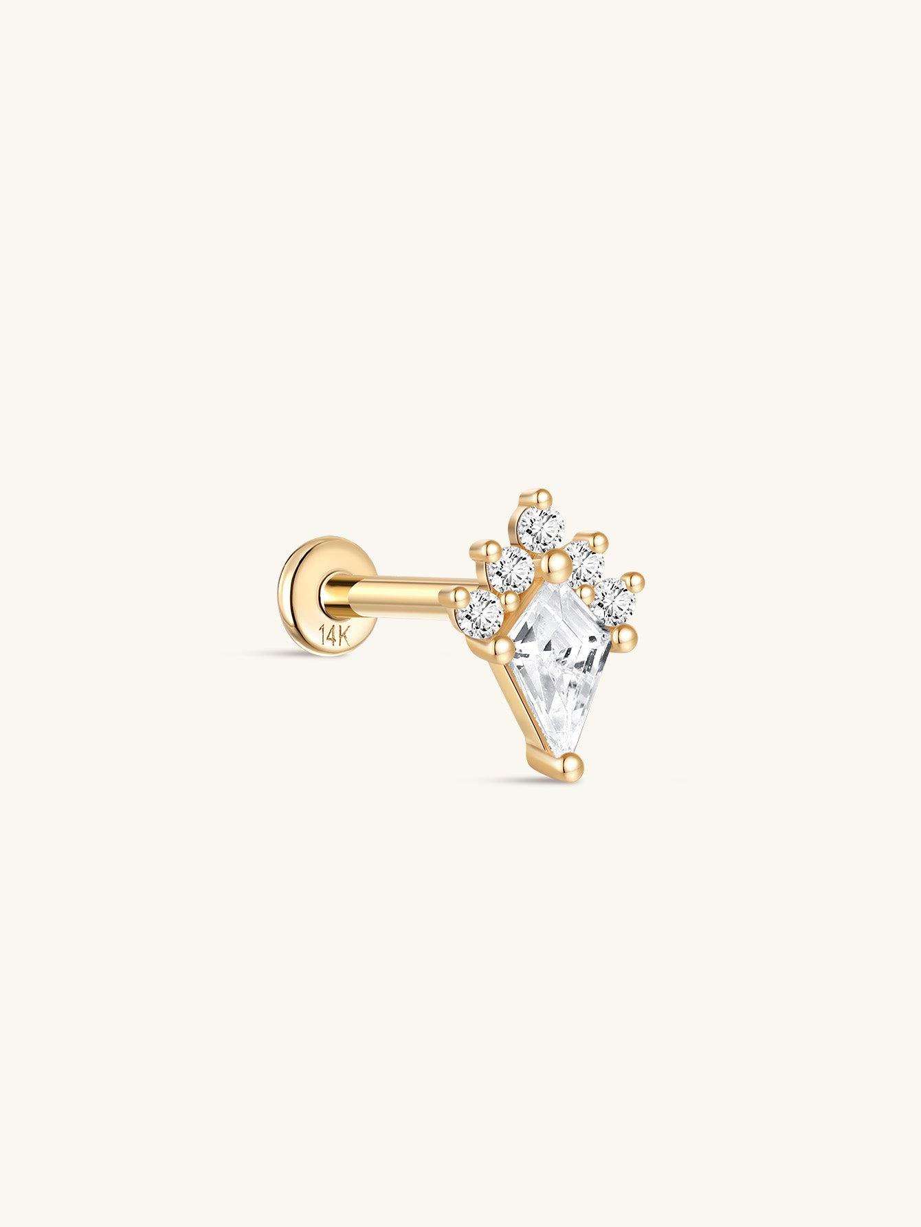 925 Sterling Silver Rhombus Crown Ear Piercing Stud-aurivna