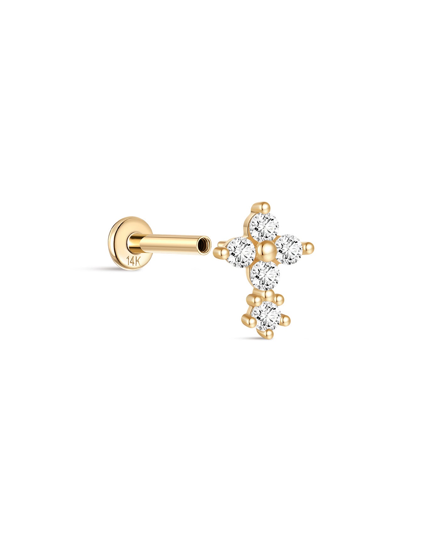 925 Sterling Silver Flower Stitching Ear Piercing Stud-aurivna