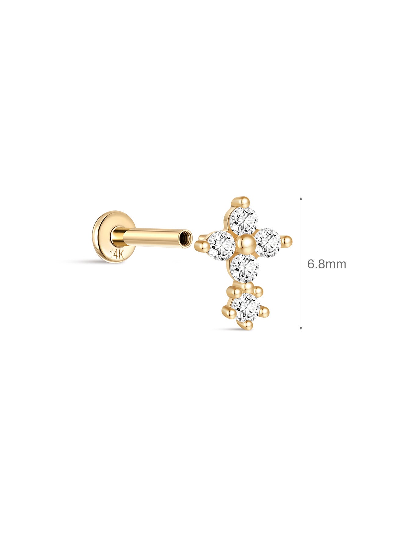 925 Sterling Silver Flower Stitching Ear Piercing Stud-aurivna