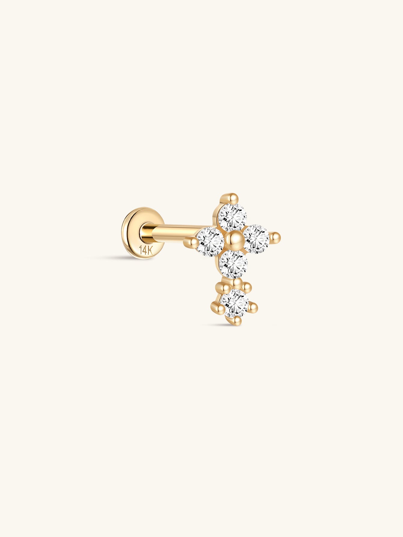 925 Sterling Silver Flower Stitching Ear Piercing Stud-aurivna
