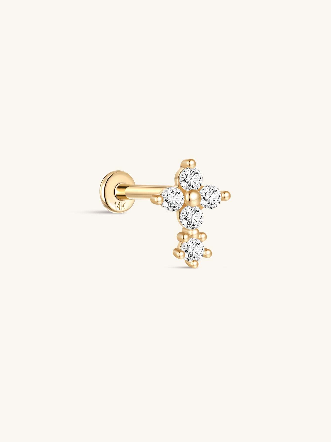 925 Sterling Silver Flower Stitching Ear Piercing Stud-aurivna