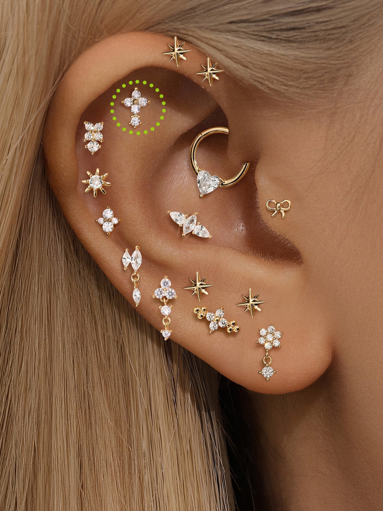 925 Sterling Silver Flower Stitching Ear Piercing Stud-aurivna