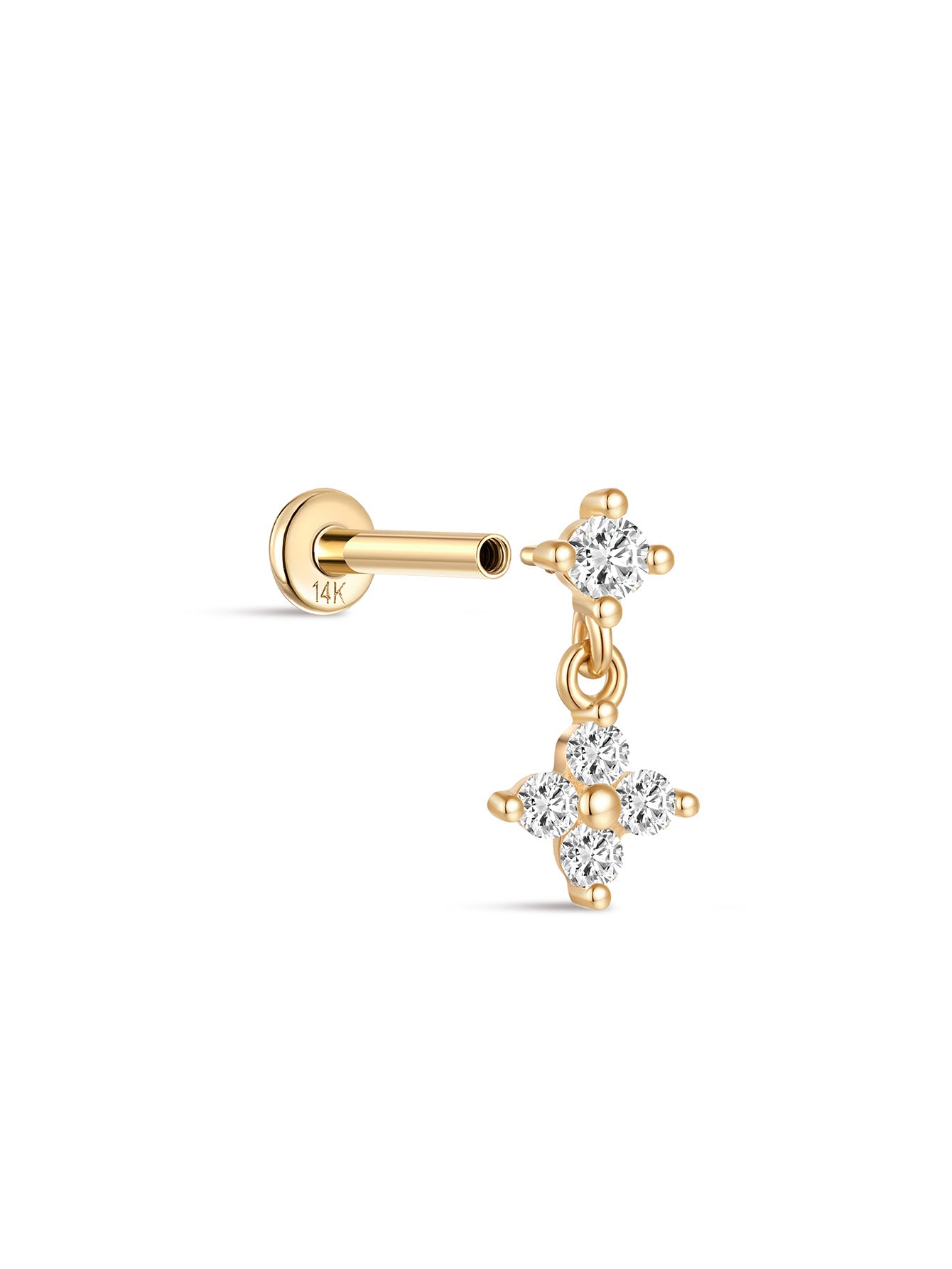 925 Sterling Silver Flower Pendant Ear Piercing Stud-aurivna
