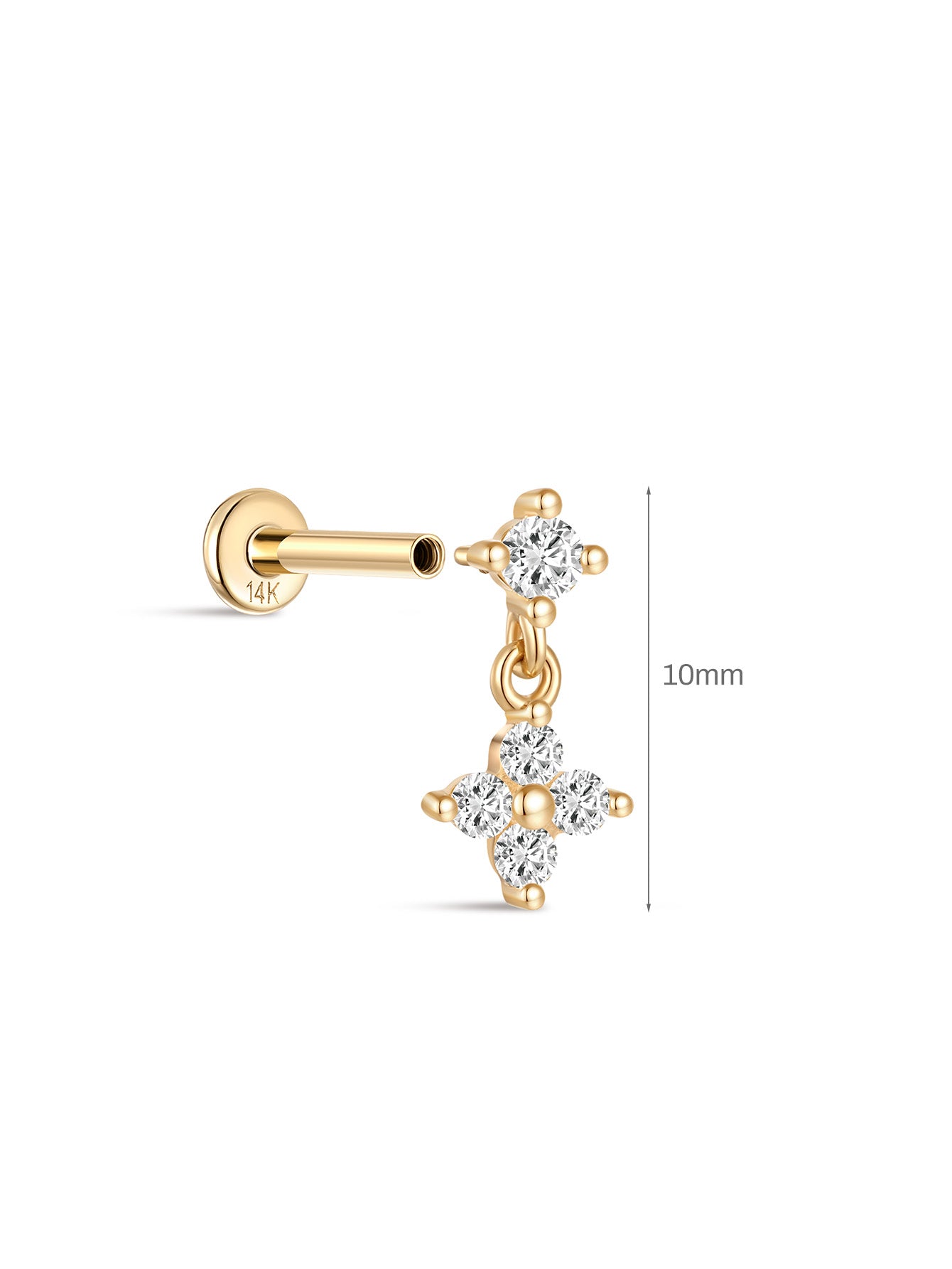 925 Sterling Silver Flower Pendant Ear Piercing Stud-aurivna