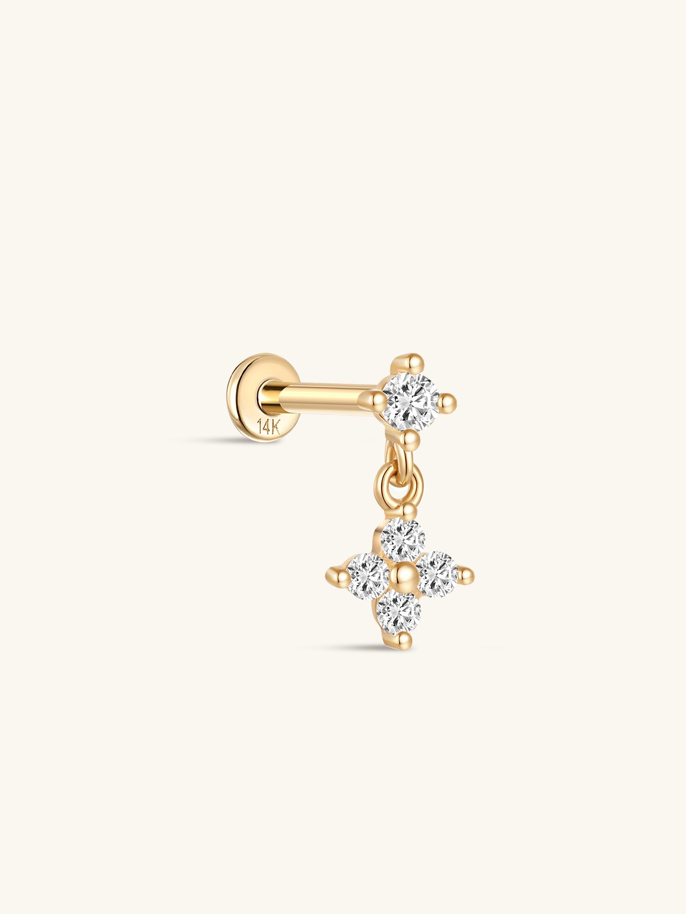 925 Sterling Silver Flower Pendant Ear Piercing Stud-aurivna