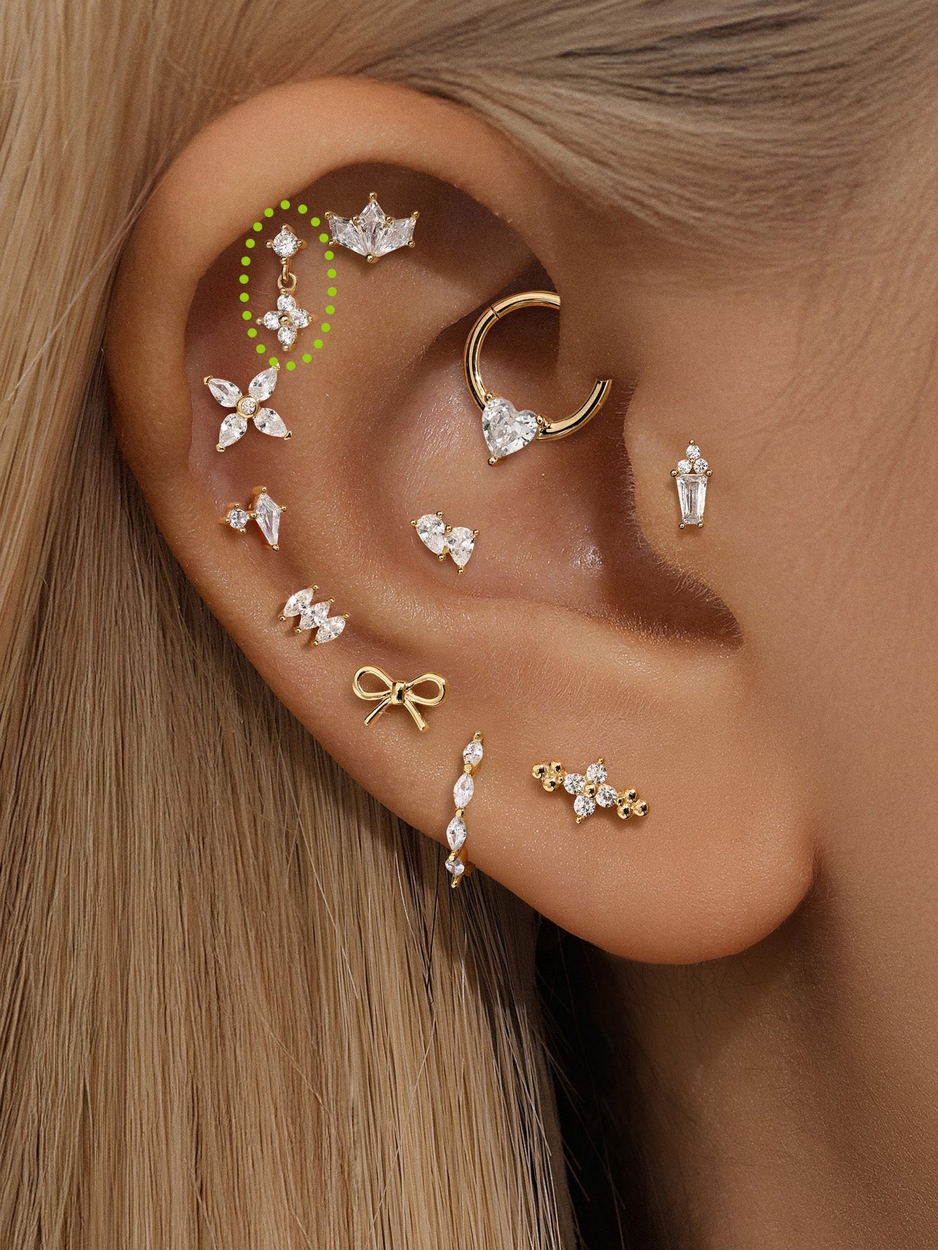 925 Sterling Silver Flower Pendant Ear Piercing Stud-aurivna