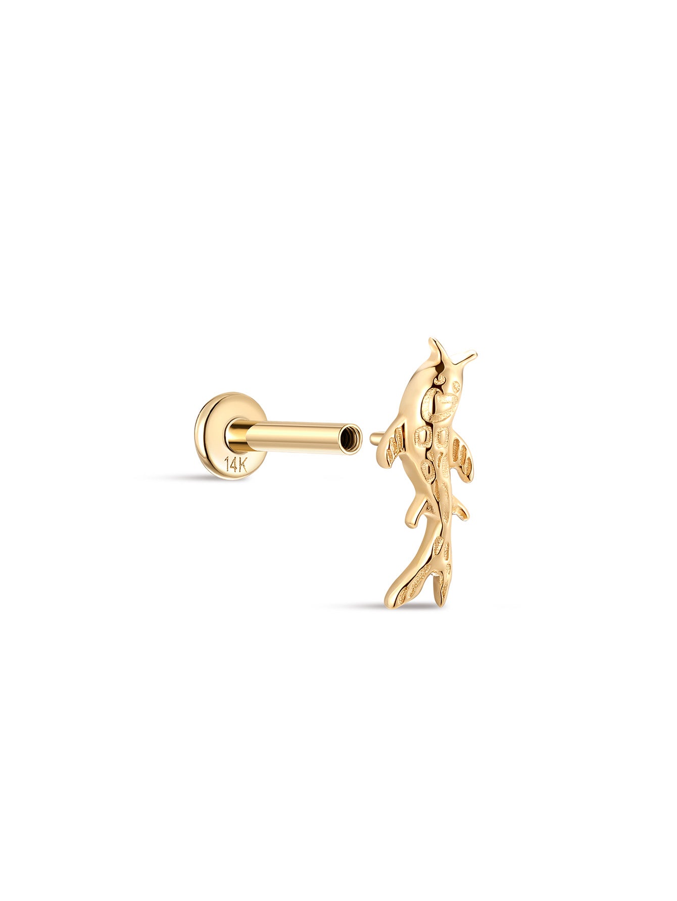 925 Sterling Silver Shiny Goldfish Ear Piercing Stud-aurivna
