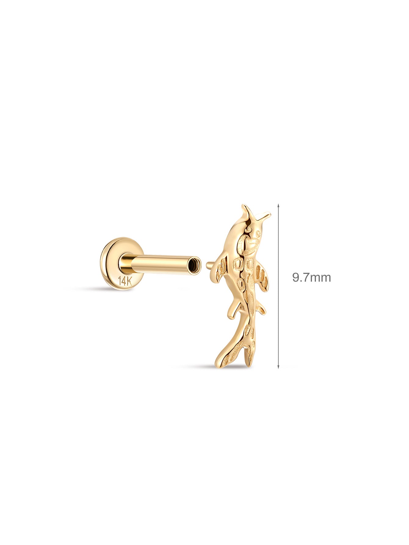 925 Sterling Silver Shiny Goldfish Ear Piercing Stud-aurivna