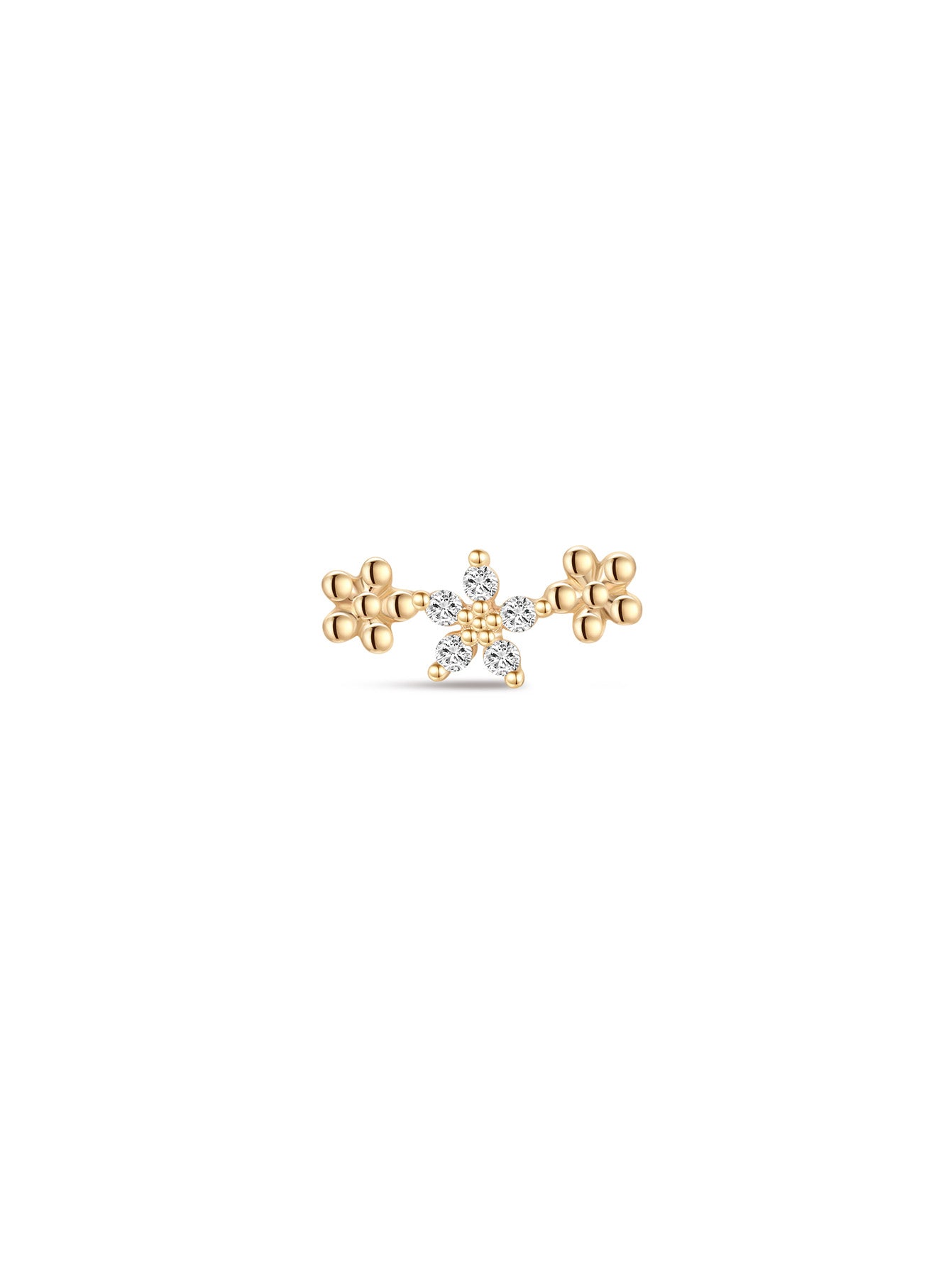 925 Sterling Silver Trio Flower Ear Piercing Stud-aurivna