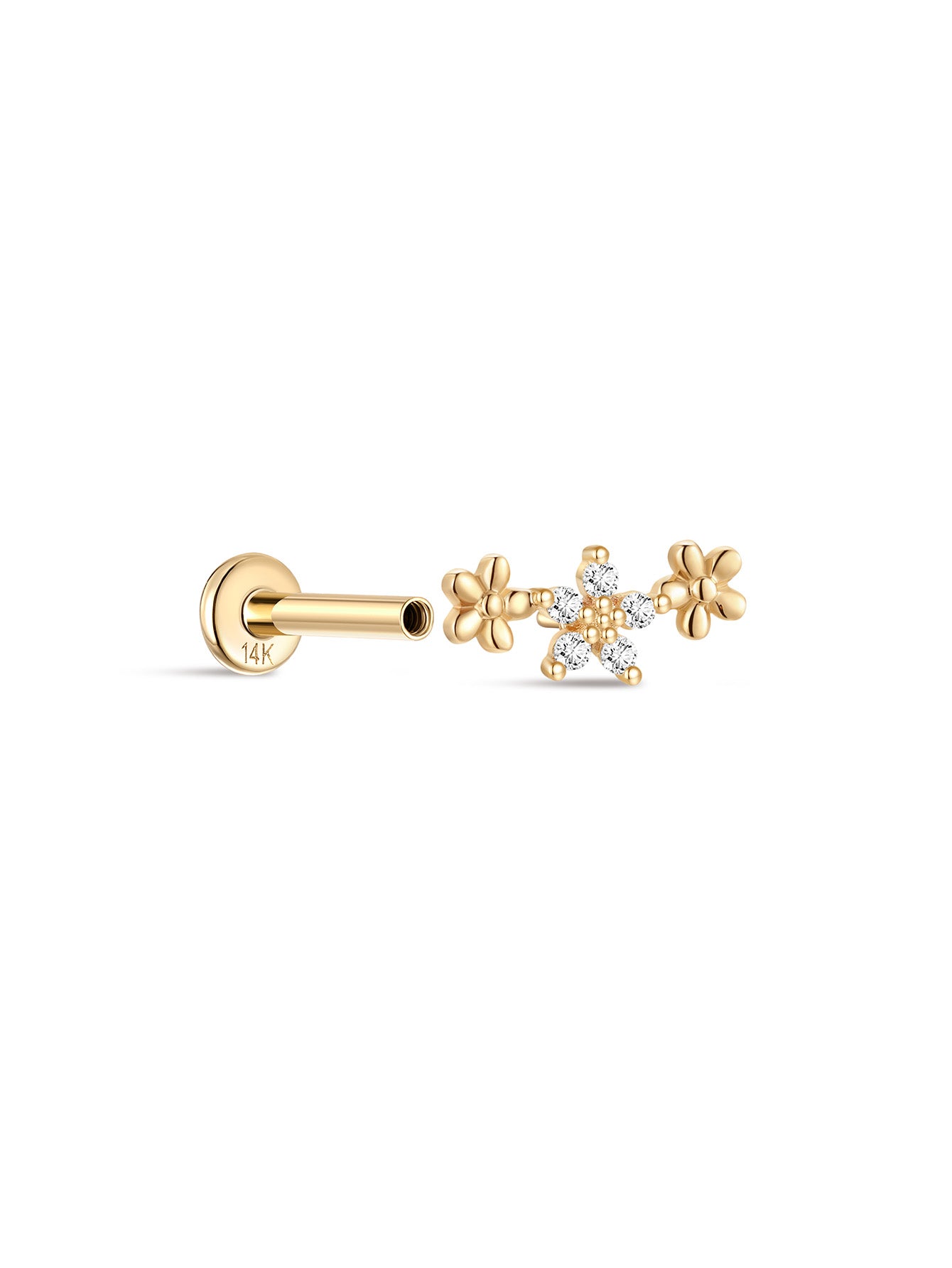 925 Sterling Silver Trio Flower Ear Piercing Stud-aurivna